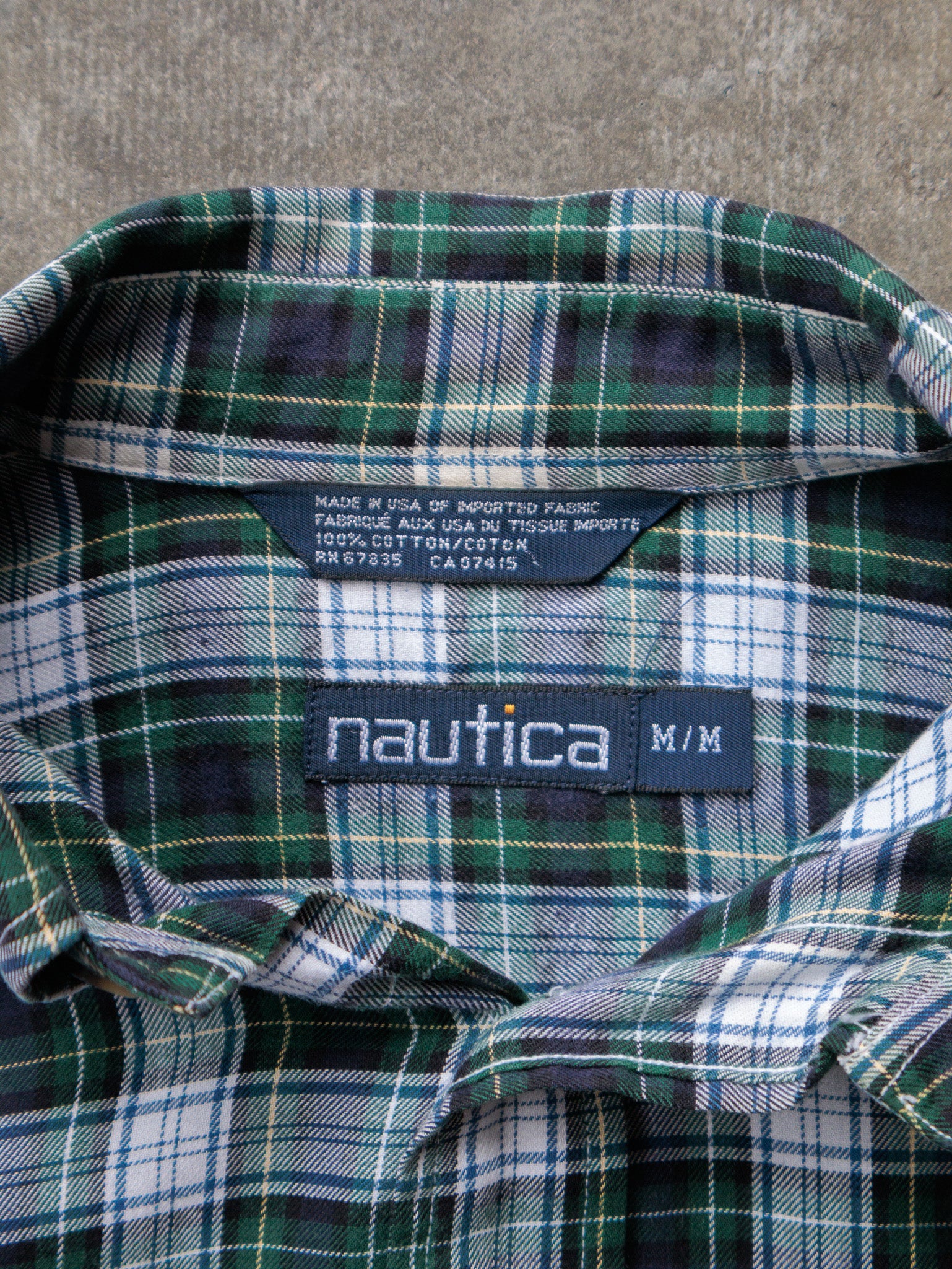 Vintage 90s Green Plaid Nautica Shirt (M)