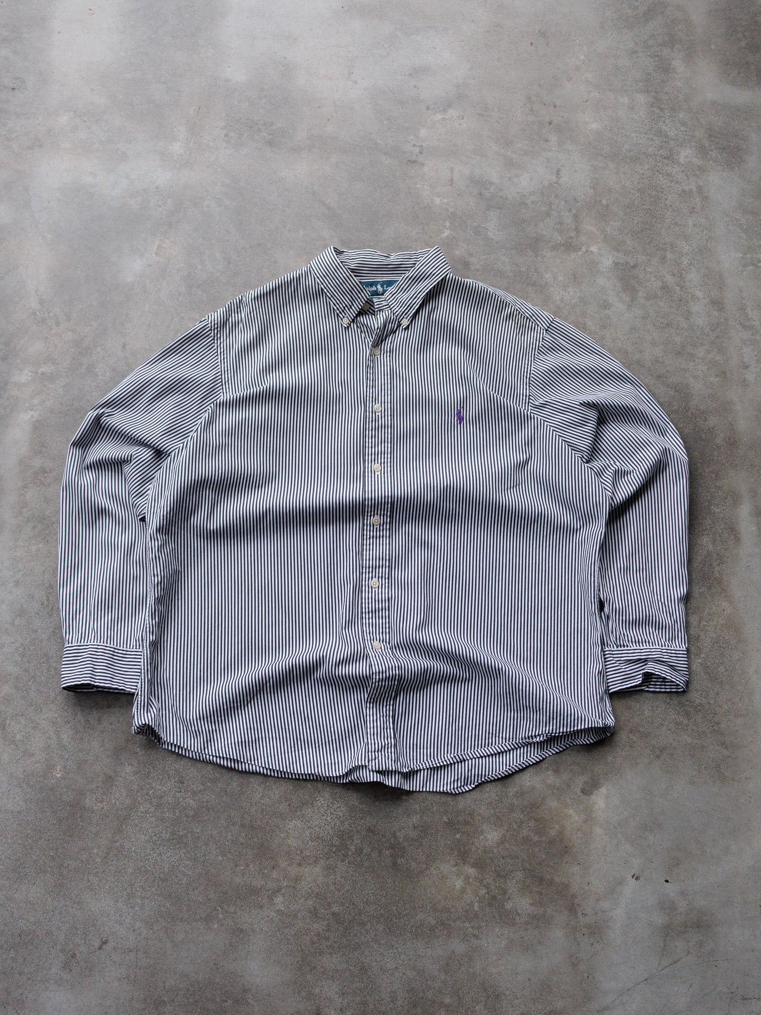 Vintage 00s Black Striped Ralph Lauren Shirt (XL)