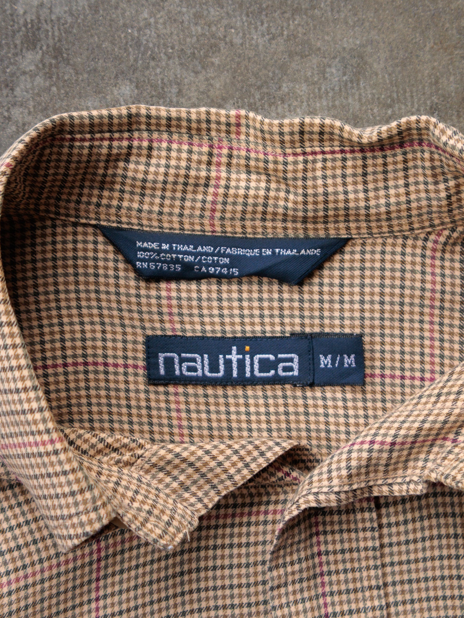 Vintage 00s Beige Tattersall Nautica Shirt (M)