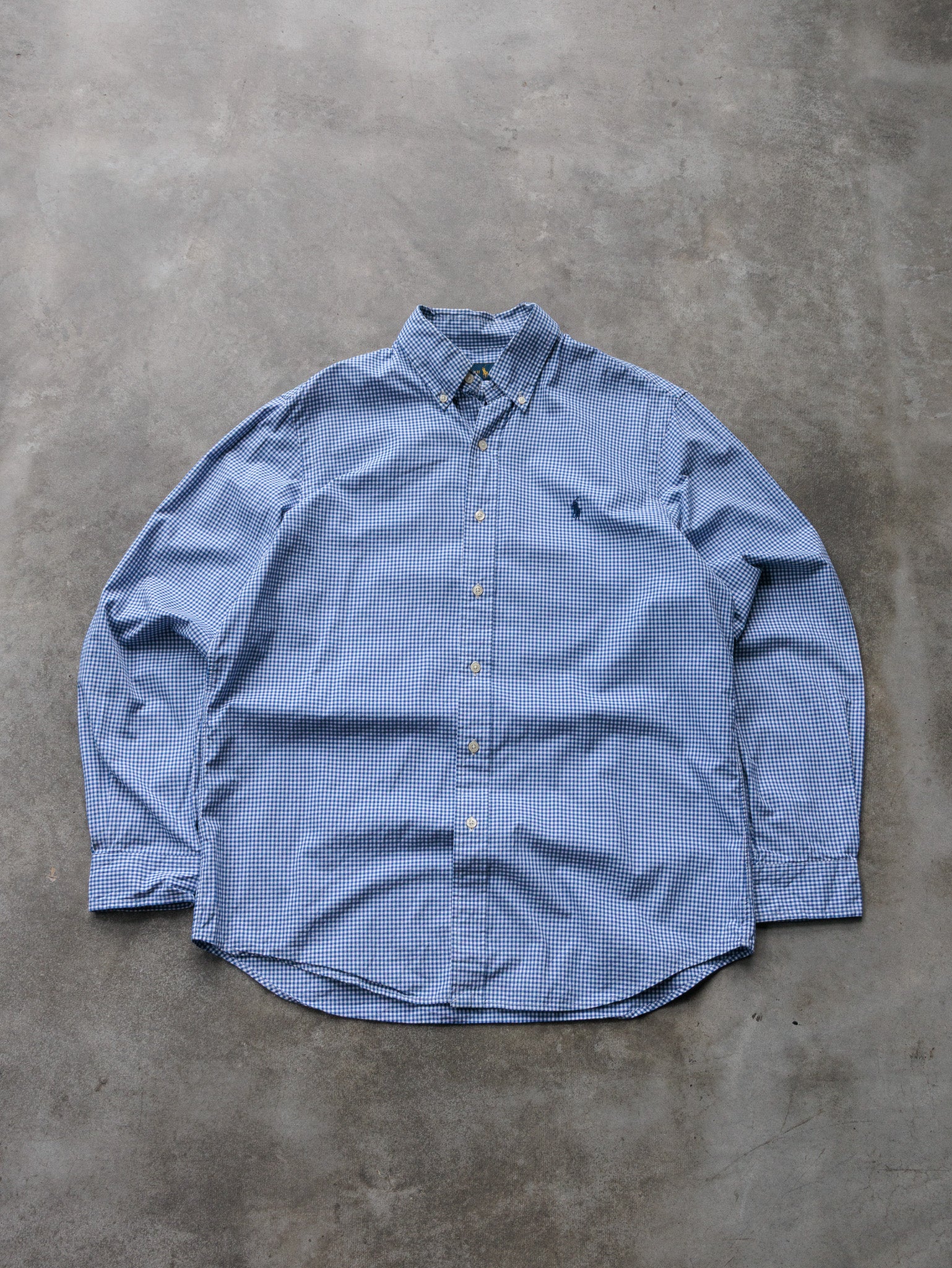 Vintage Blue Gingham Ralph Lauren Shirt (L)
