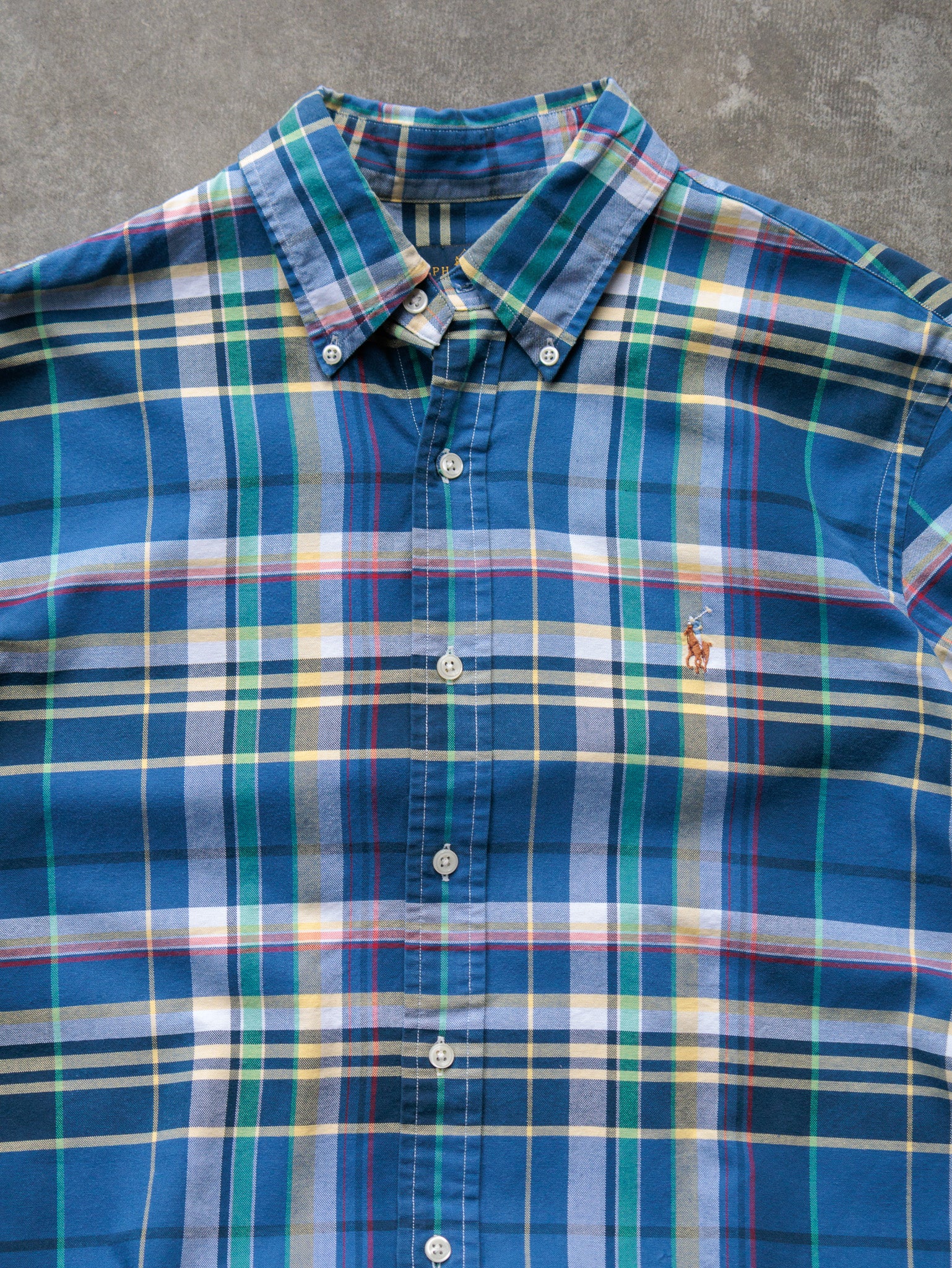 Vintage Blue Plaid Ralph Lauren Shirt (L)