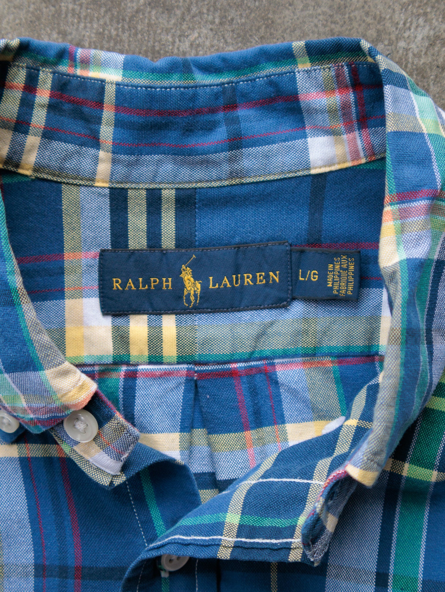 Vintage Blue Plaid Ralph Lauren Shirt (L)