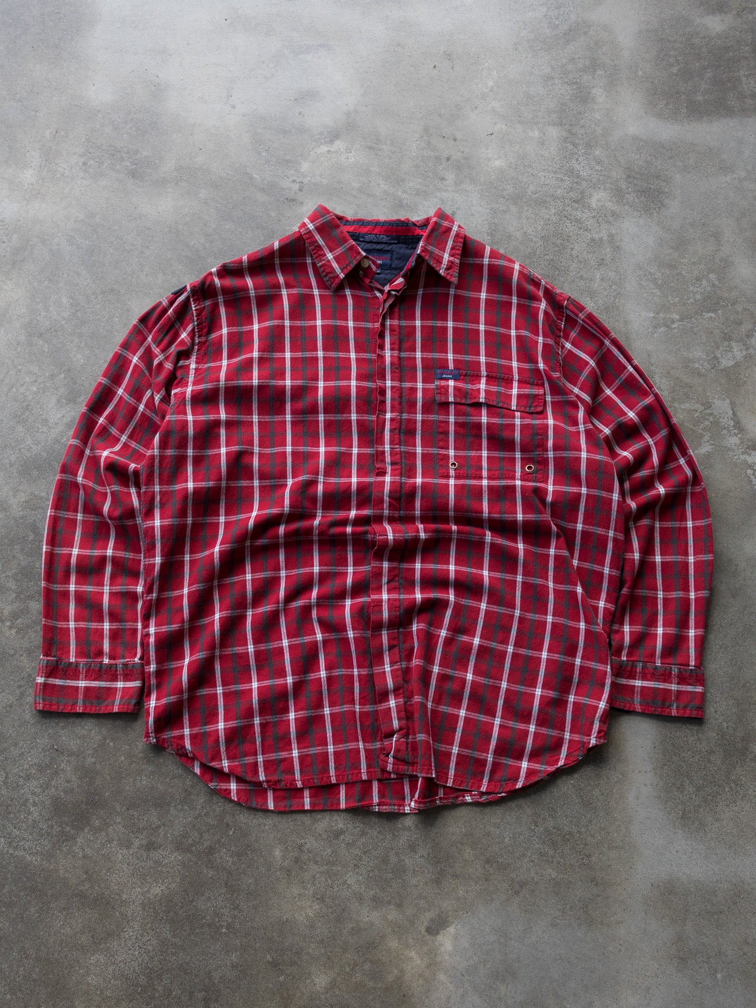 Vintage 00s Red Tommy Jeans Plaid Shirt (M)