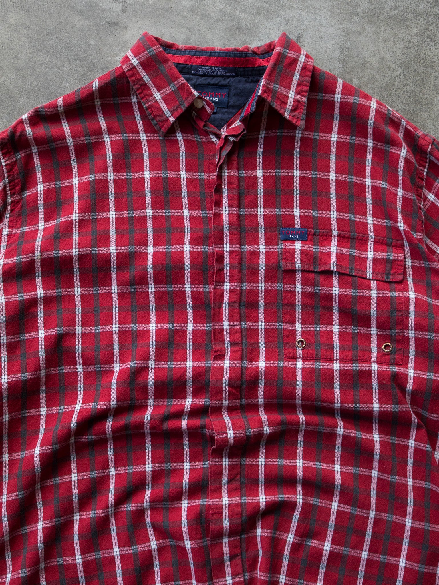 Vintage 00s Red Tommy Jeans Plaid Shirt (M)