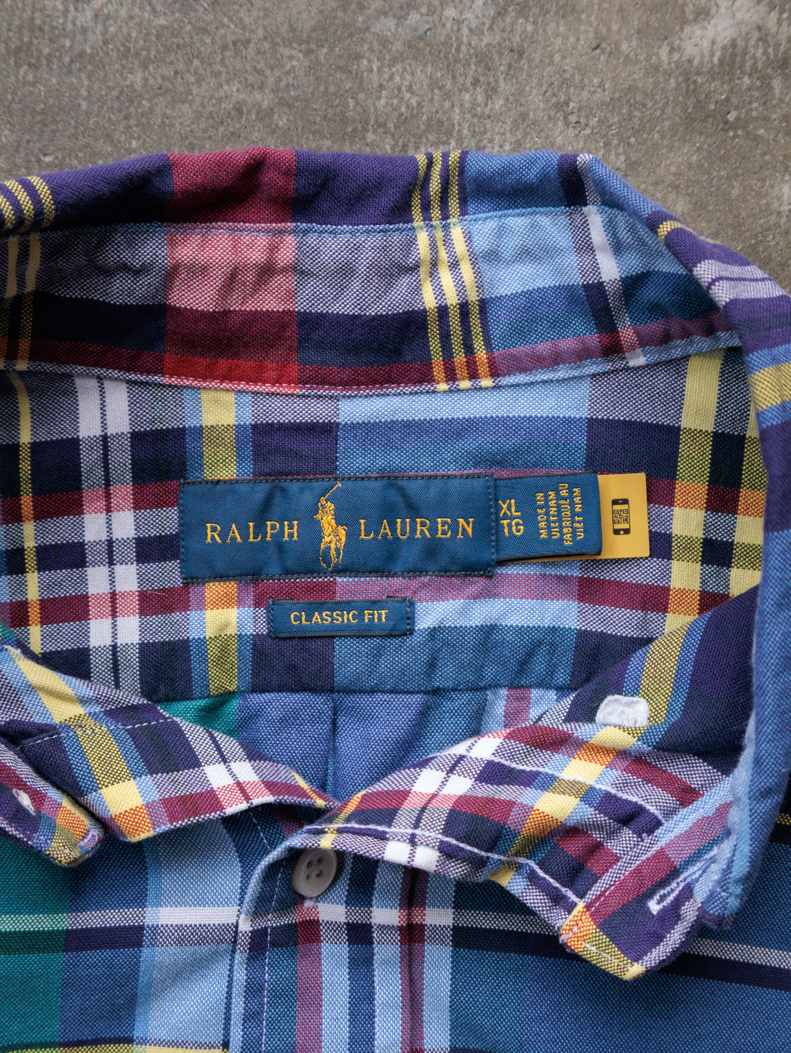 Vintage Blue Plaid Ralph Lauren Shirt (XL)