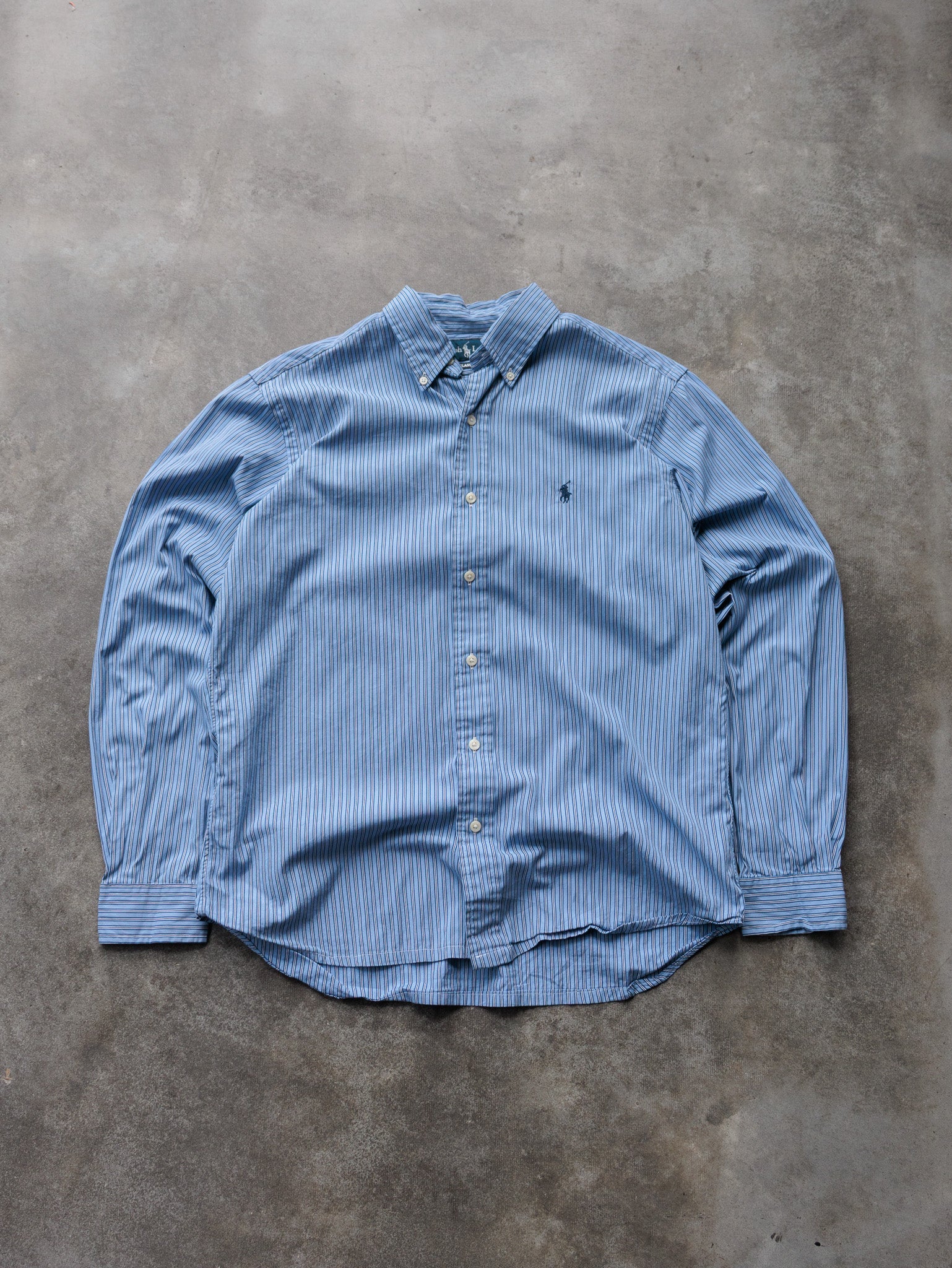 Vintage 00s Blue Striped Ralph Lauren Shirt (M)