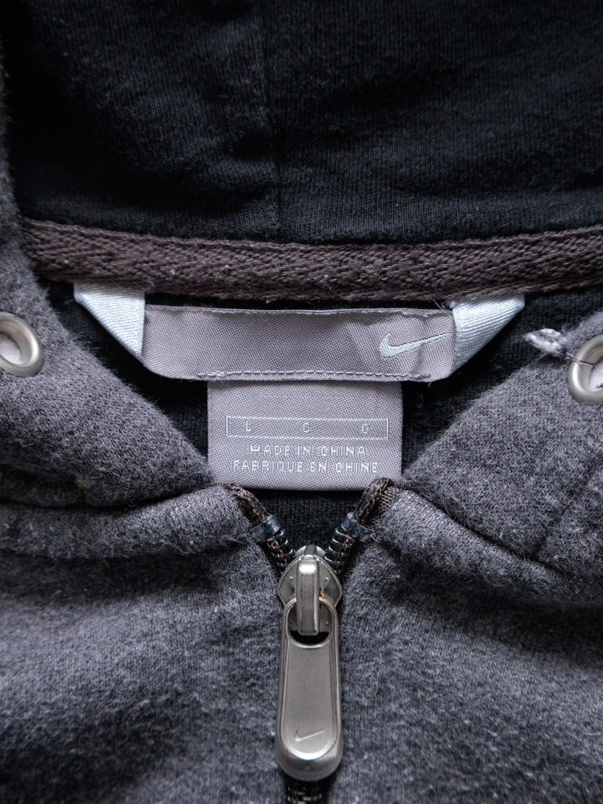 Vintage Grey Nike Full Zip Hoodie (L)