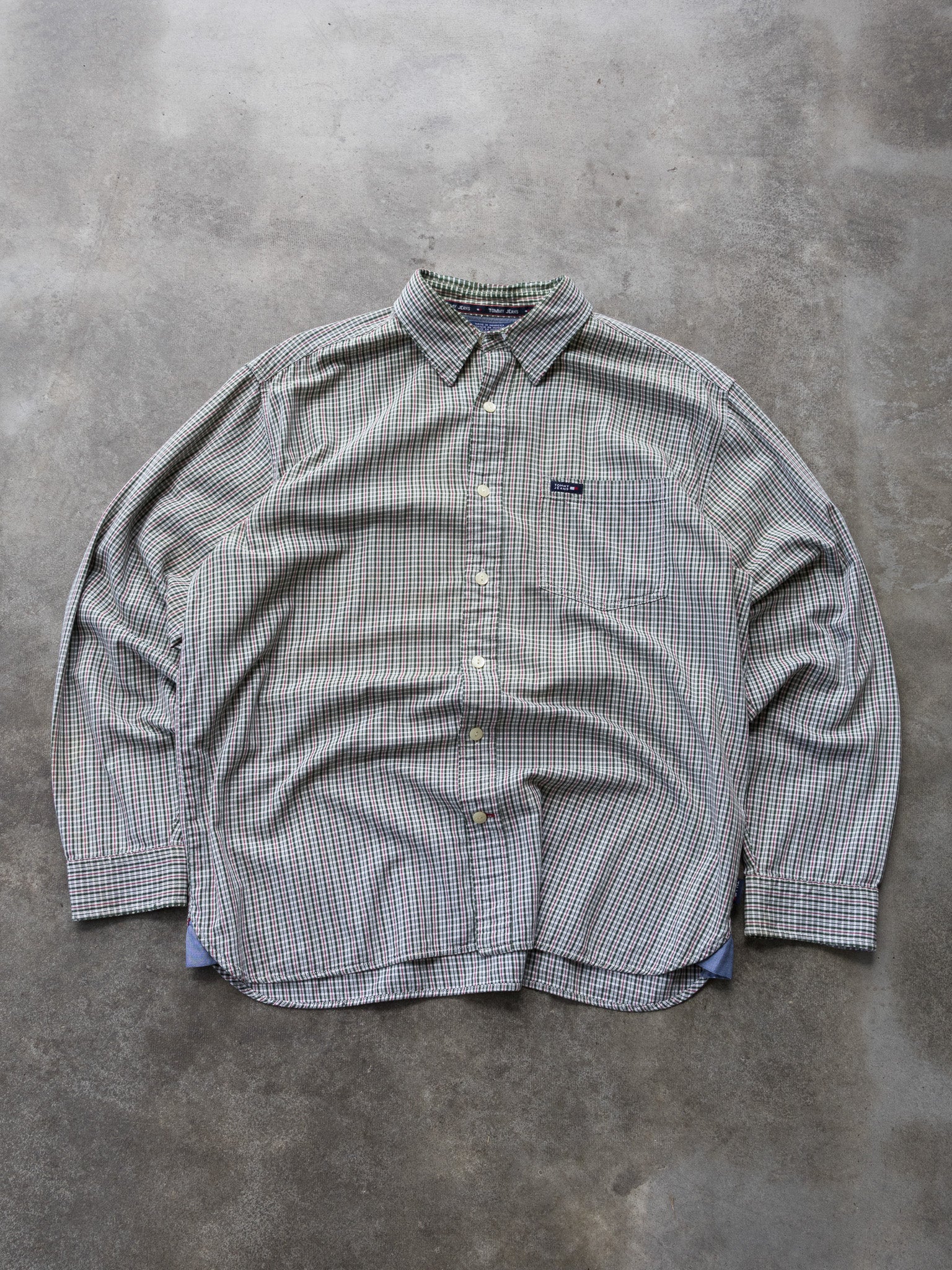 Vintage 00s Green Tommy Jeans Plaid Shirt (L)
