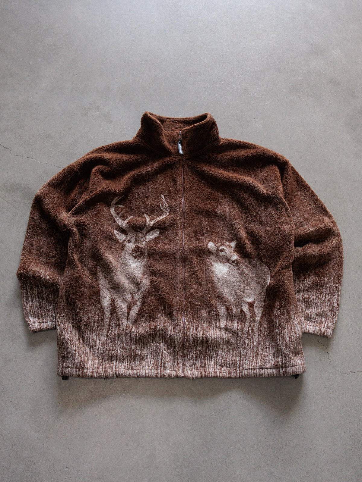 Vintage Brown Deer Fleece Jacket (XL)