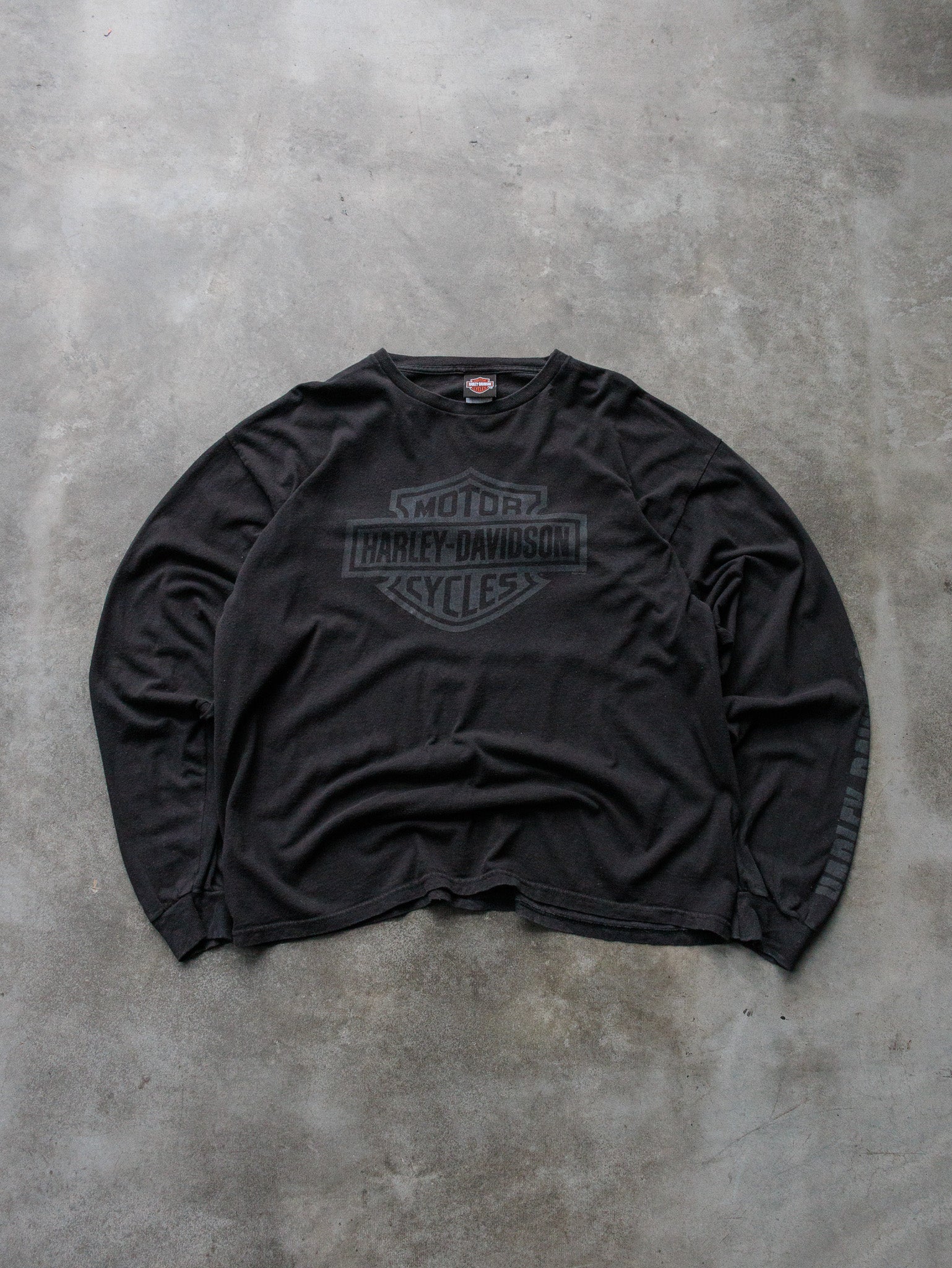 Vintage Black Harley-Davidson Marion Illinois Long Sleeve Tee (2XL)