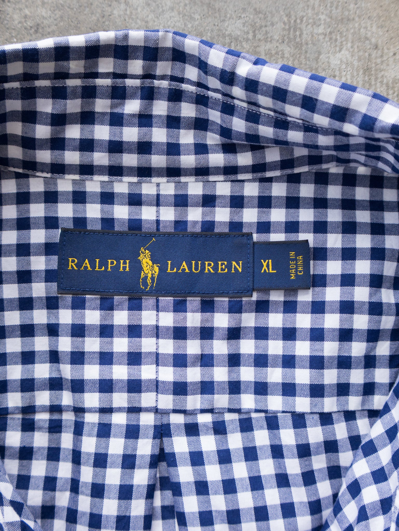 Vintage Blue & White Ralph Lauren Gingham Shirt (XL)