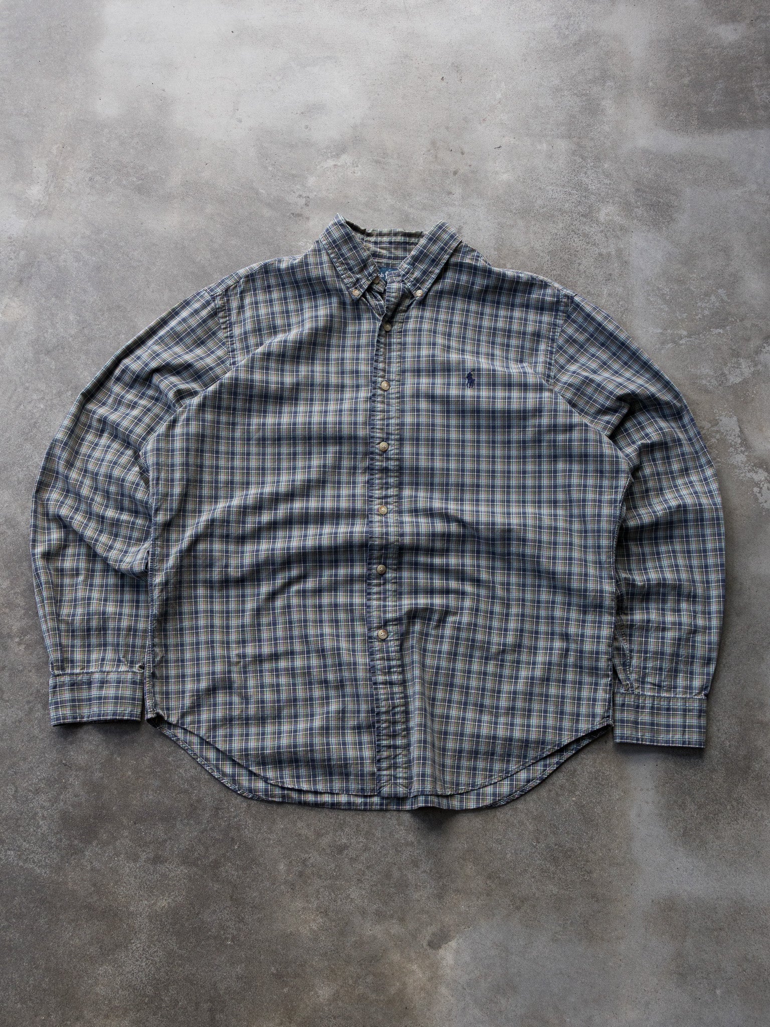 Vintage 00s Green & Blue Ralph Lauren Plaid Shirt (L)
