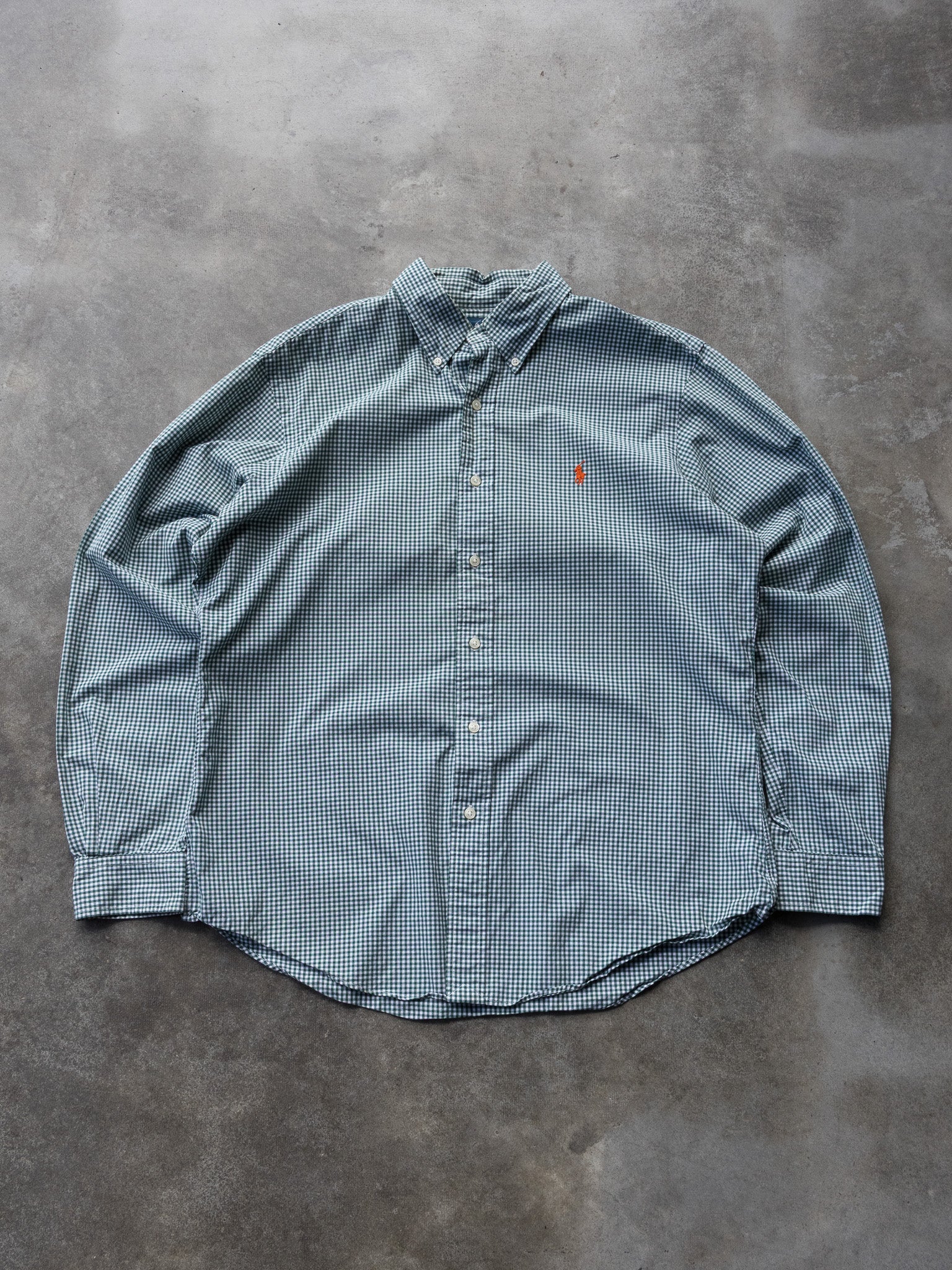 Vintage 00s Green & White Ralph Lauren Gingham Shirt (L)