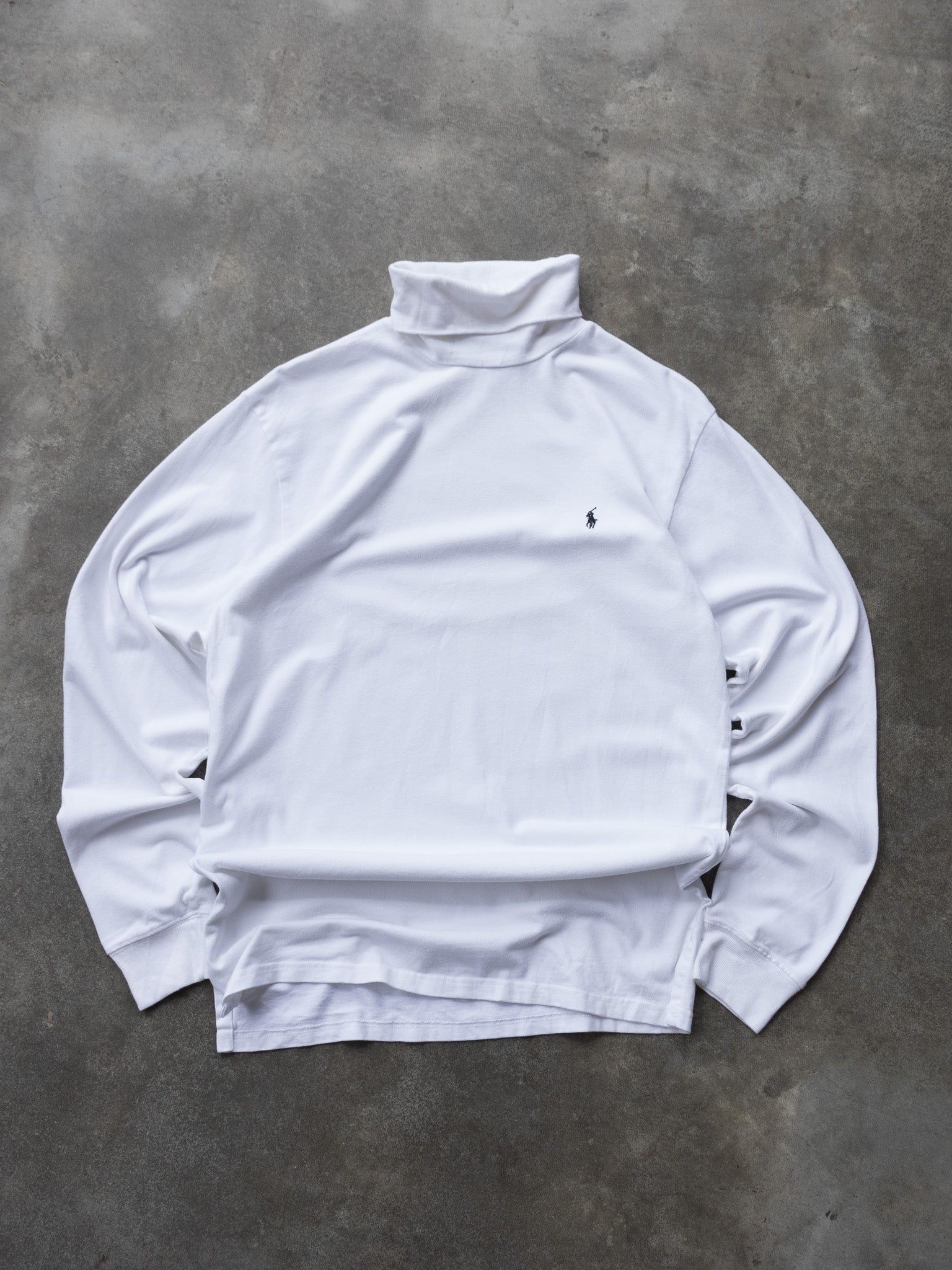 Vintage White Ralph Lauren Mock Neck Long Sleeve (M)