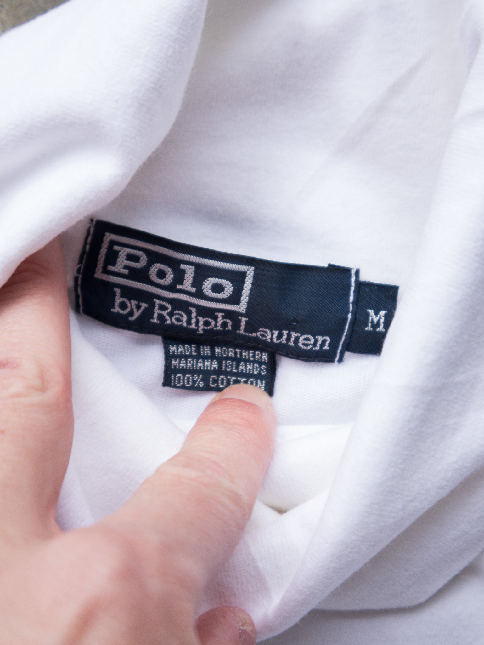 Vintage White Ralph Lauren Mock Neck Long Sleeve (M)