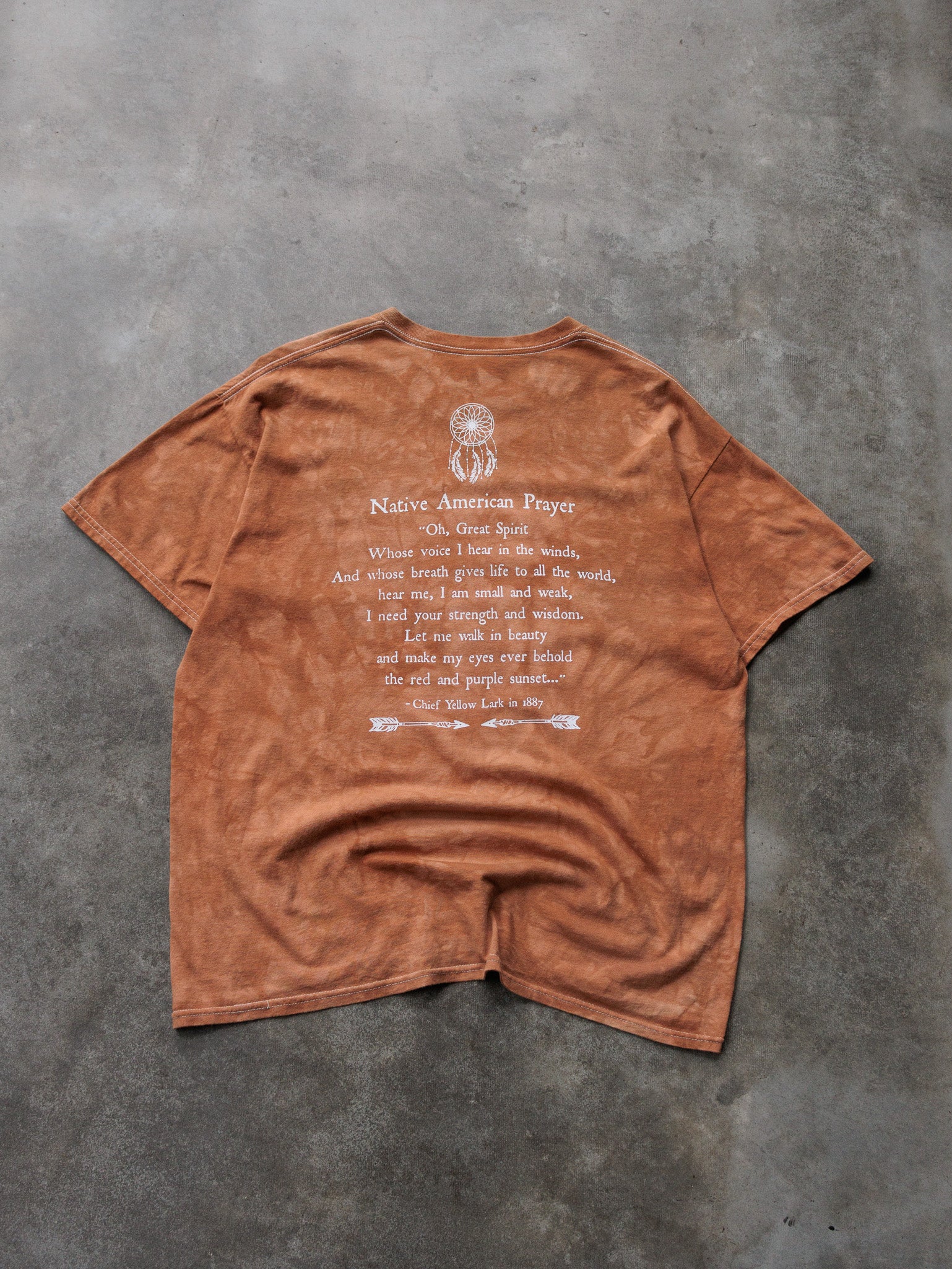 Vintage Orange Tie-Dye Bald Eagle Tee (L)