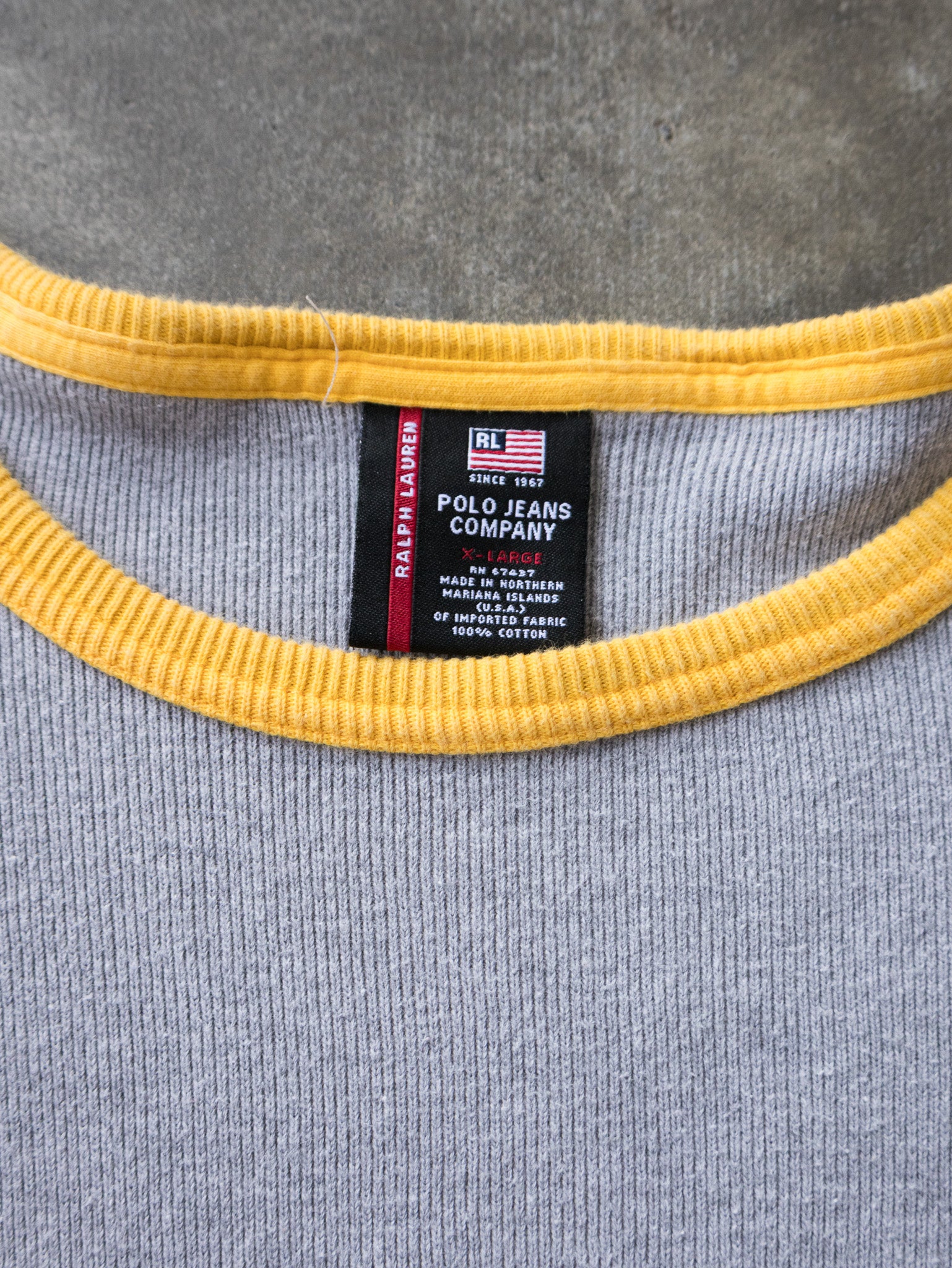 Vintage Grey & Yellow Ralph Lauren Long Sleeve (XL)