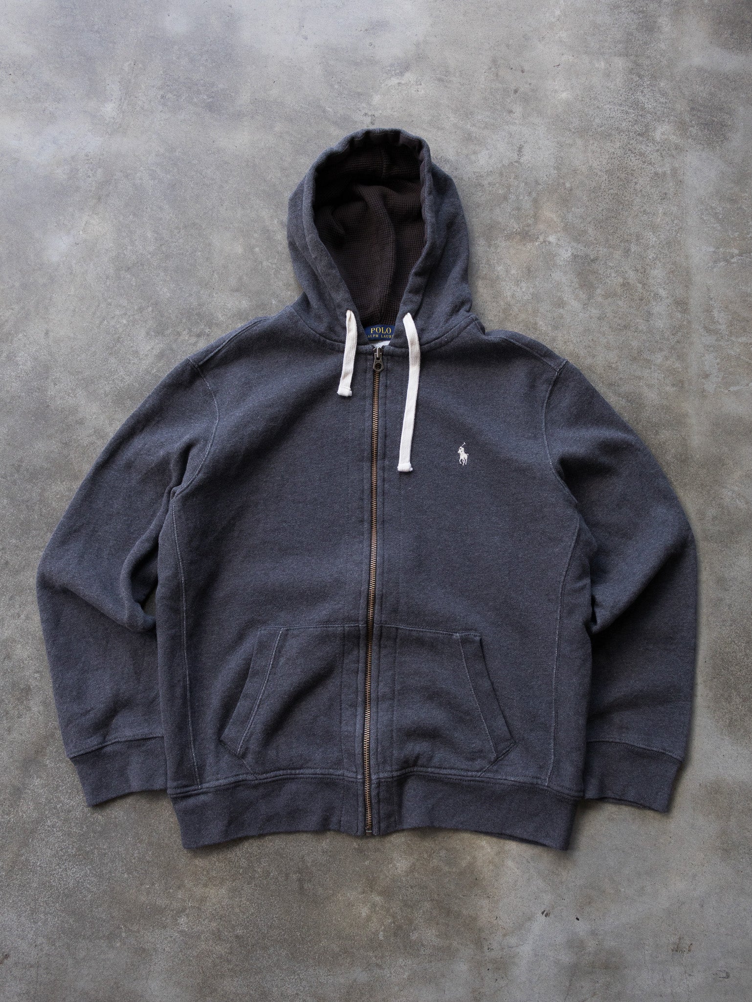 Vintage Grey Polo Ralph Lauren Zip Hoodie (XL)