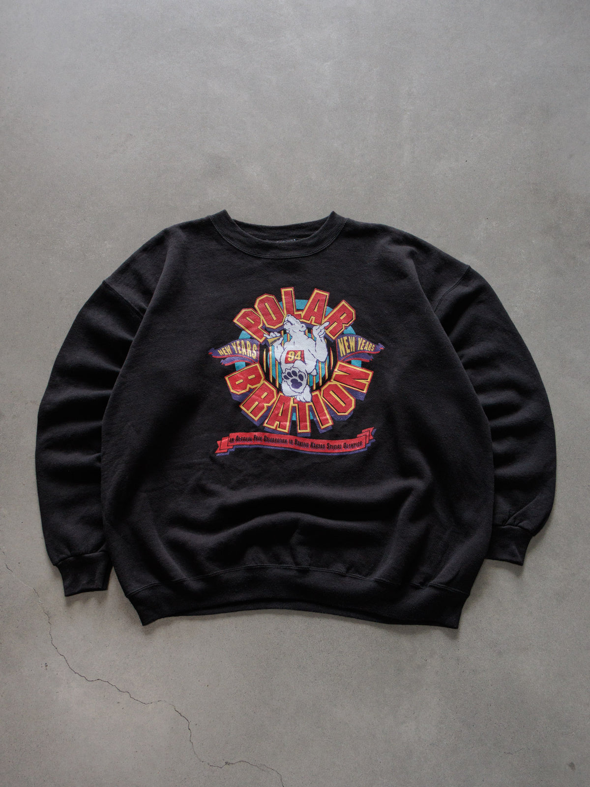Vintage 1994 Black Polar-Bration New Year's Sweatshirt (2XL)