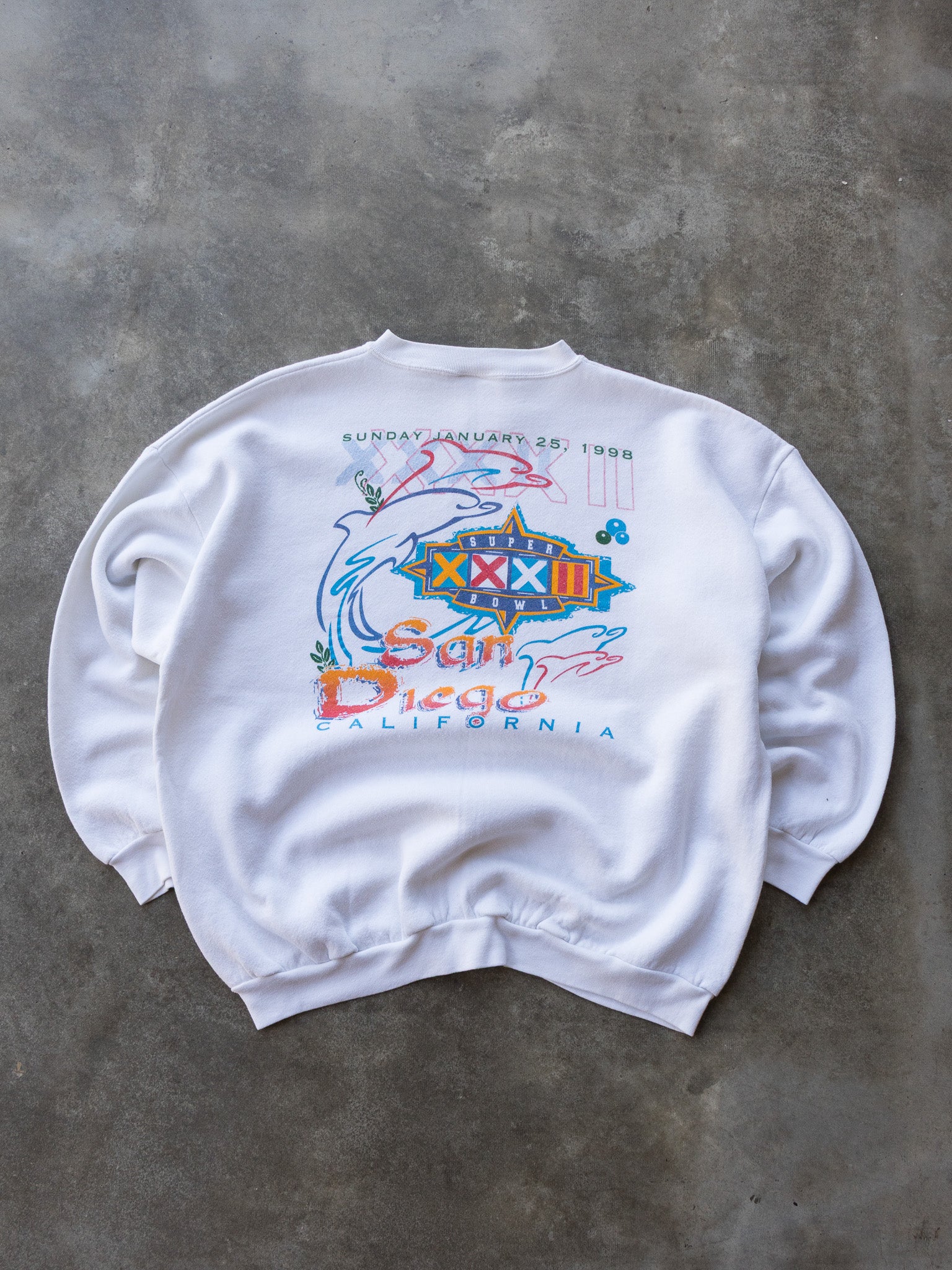 Vintage 1998 White Super Bowl San Diego California Sweatshirt (2XL)