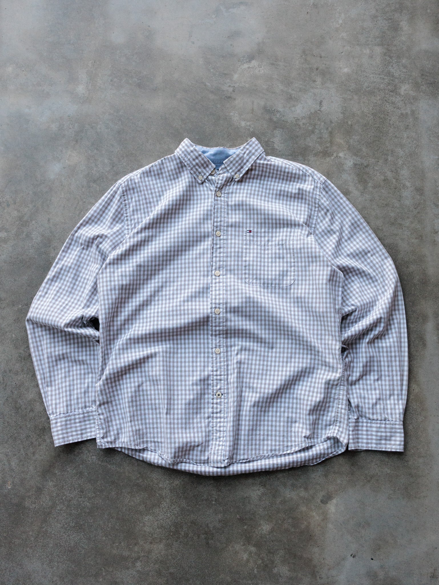 Vintage Grey Tommy Hilfiger Gingham Shirt (L)