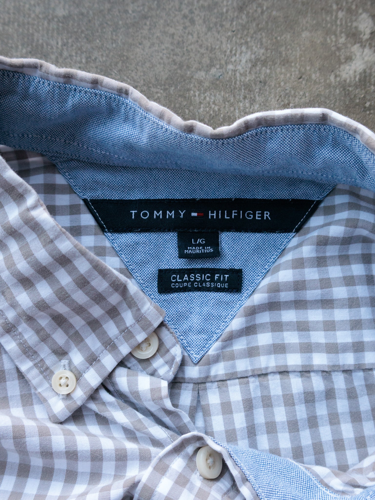 Vintage Grey Tommy Hilfiger Gingham Shirt (L)