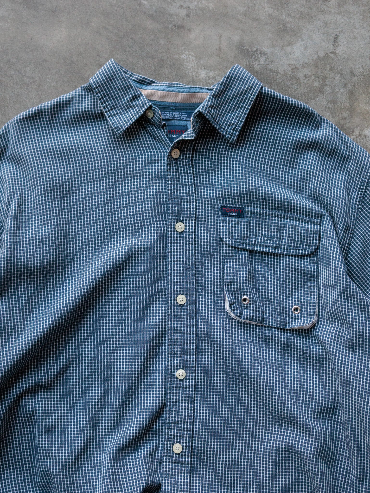 Vintage 90s Navy Tommy Jeans Long Sleeve Shirt (L)