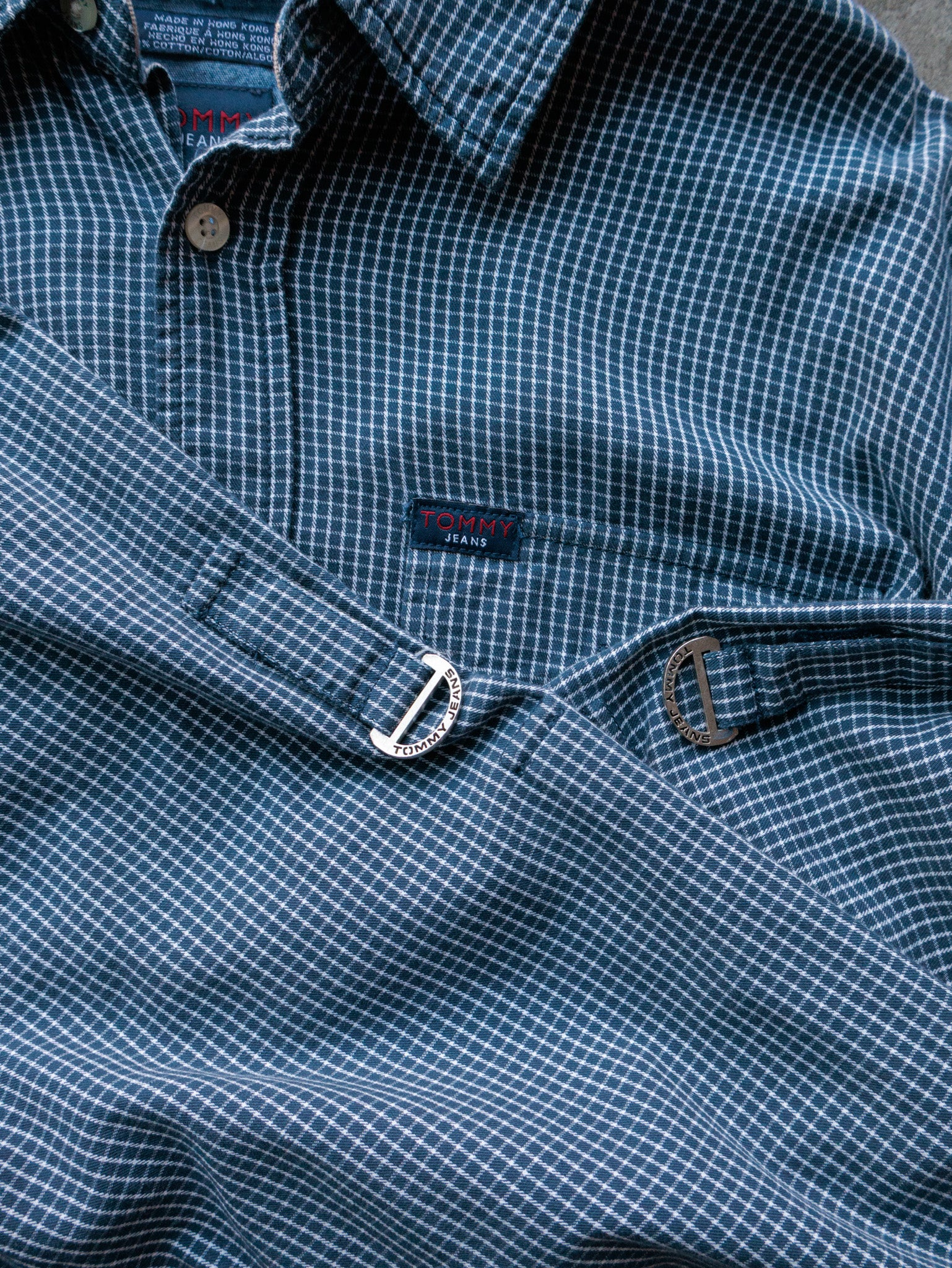 Vintage 90s Navy Tommy Jeans Long Sleeve Shirt (L)