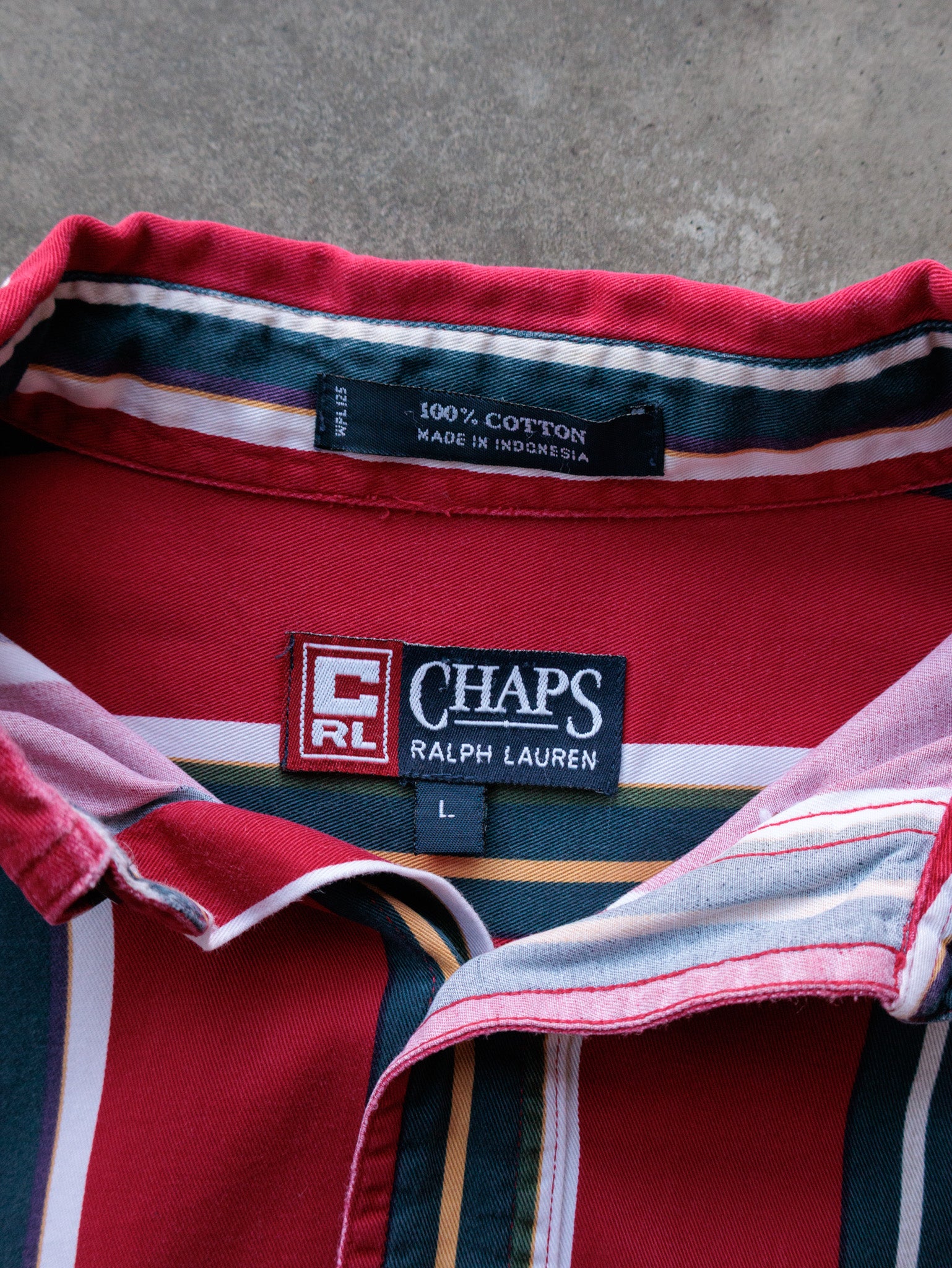 Vintage 00s Red Chaps Ralph Lauren Striped Shirt (L)