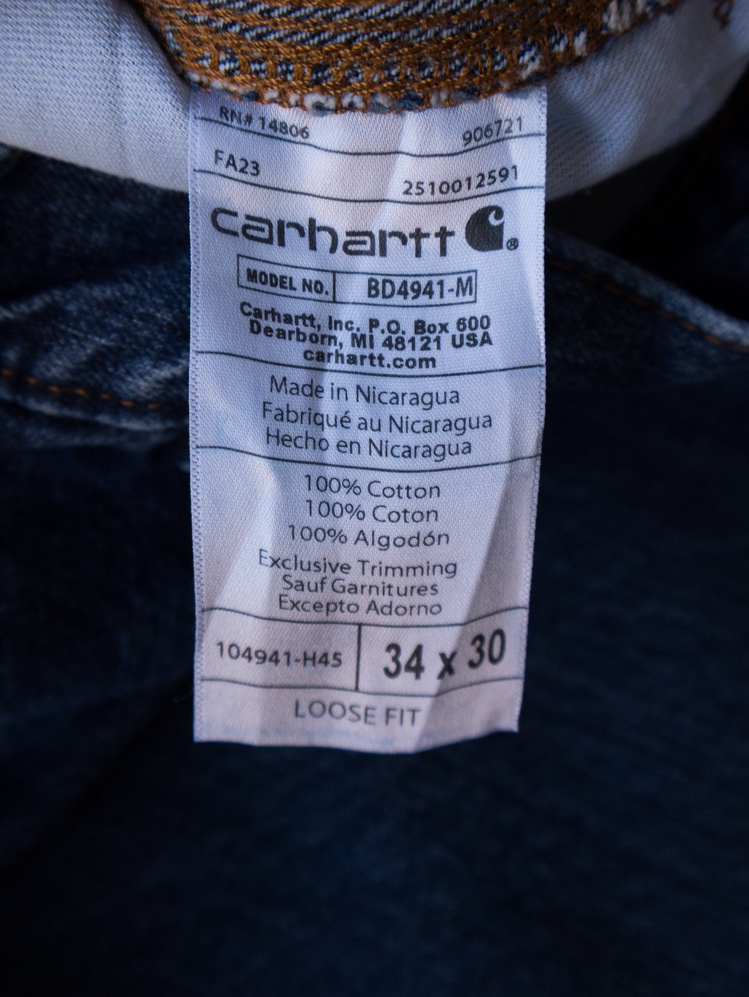Vintage Blue Carhartt Carpenter Jeans (W34)