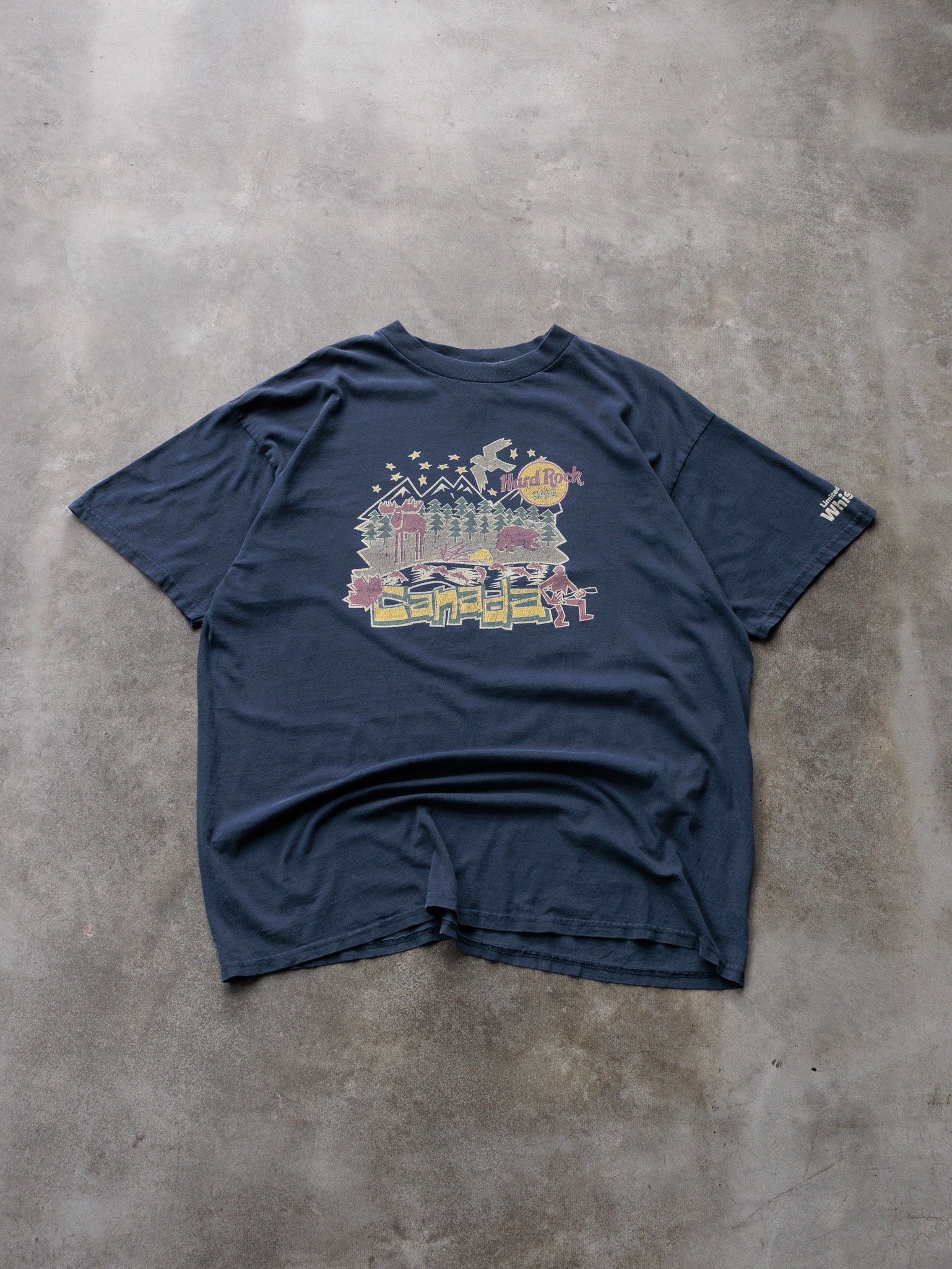 Vintage 90s Navy Hard Rock Cafe Whistler Canada Moose Tee (-)
