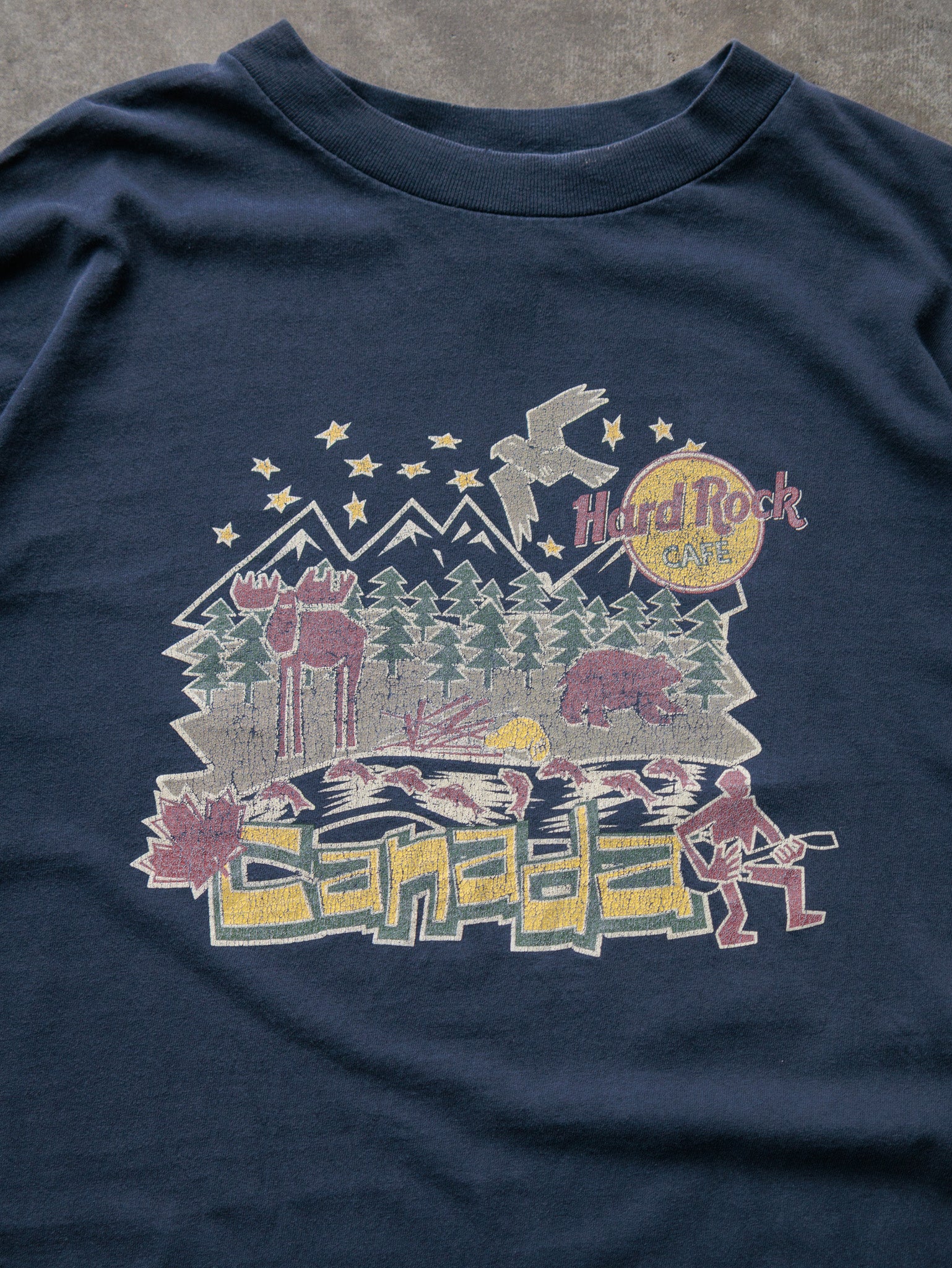 Vintage 90s Navy Hard Rock Cafe Whistler Canada Moose Tee (-)