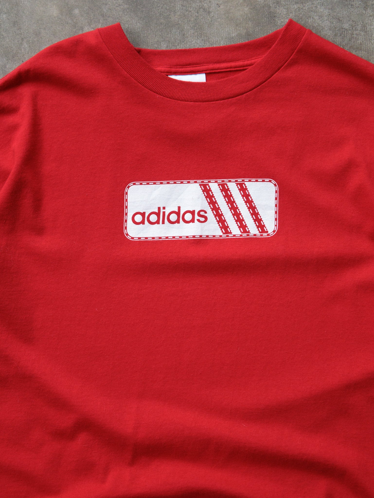 Vintage 00s Red Adidas Logo Tee (L)