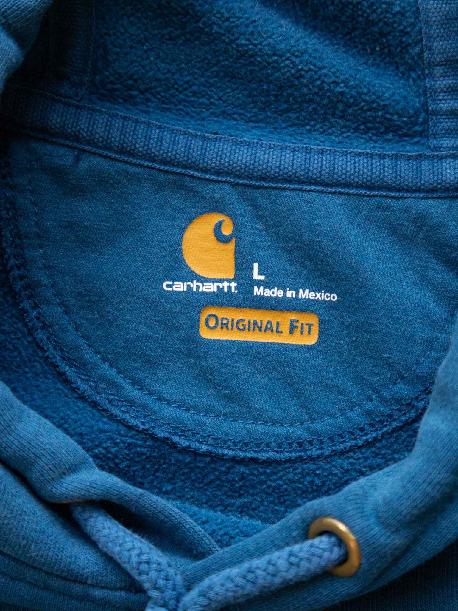 Vintage Blue Carhartt Spell Out Hoodie (L)