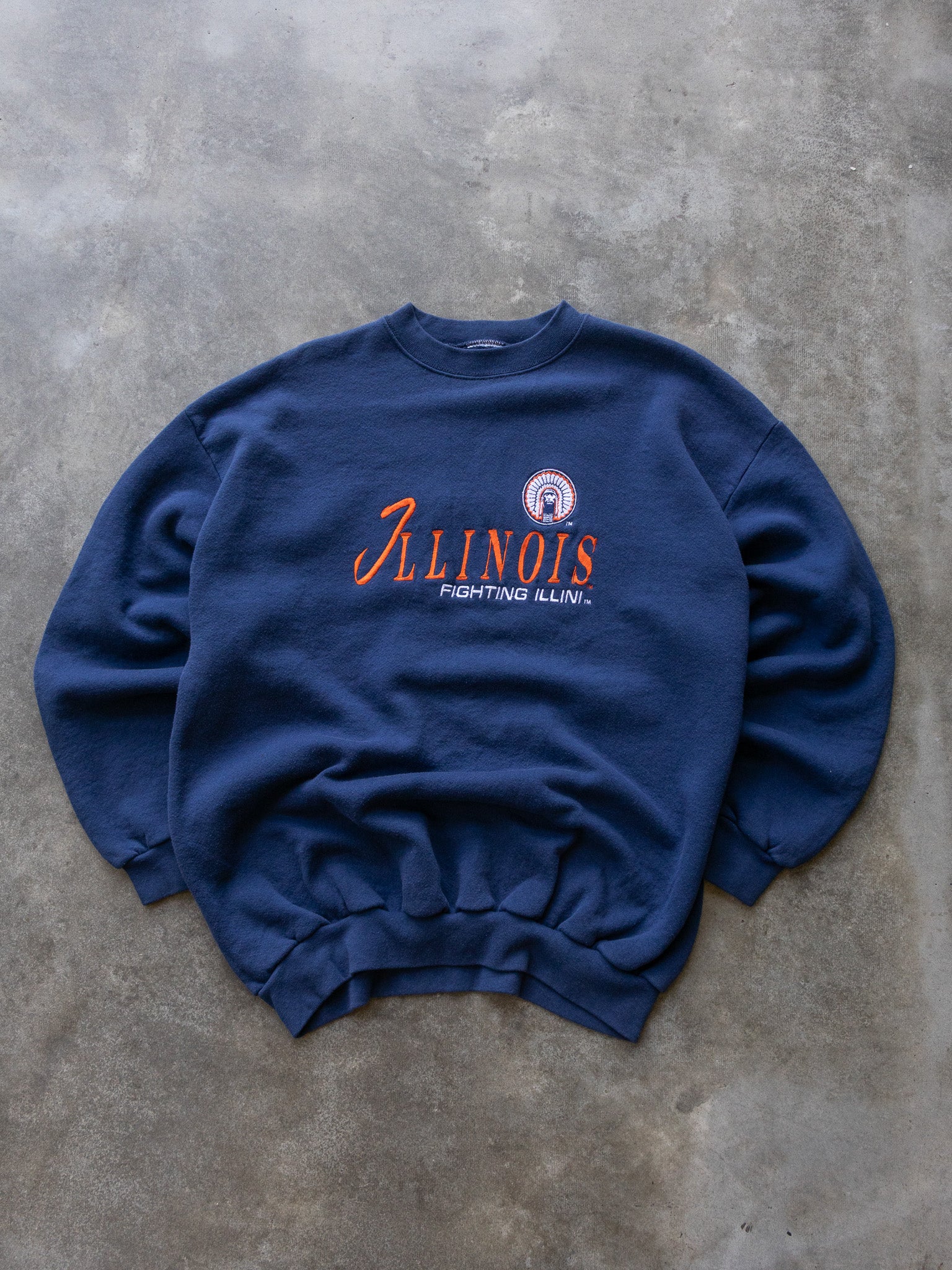 Vintage 90s Navy Illinois Fighting Illini Sweatshirt (XL)