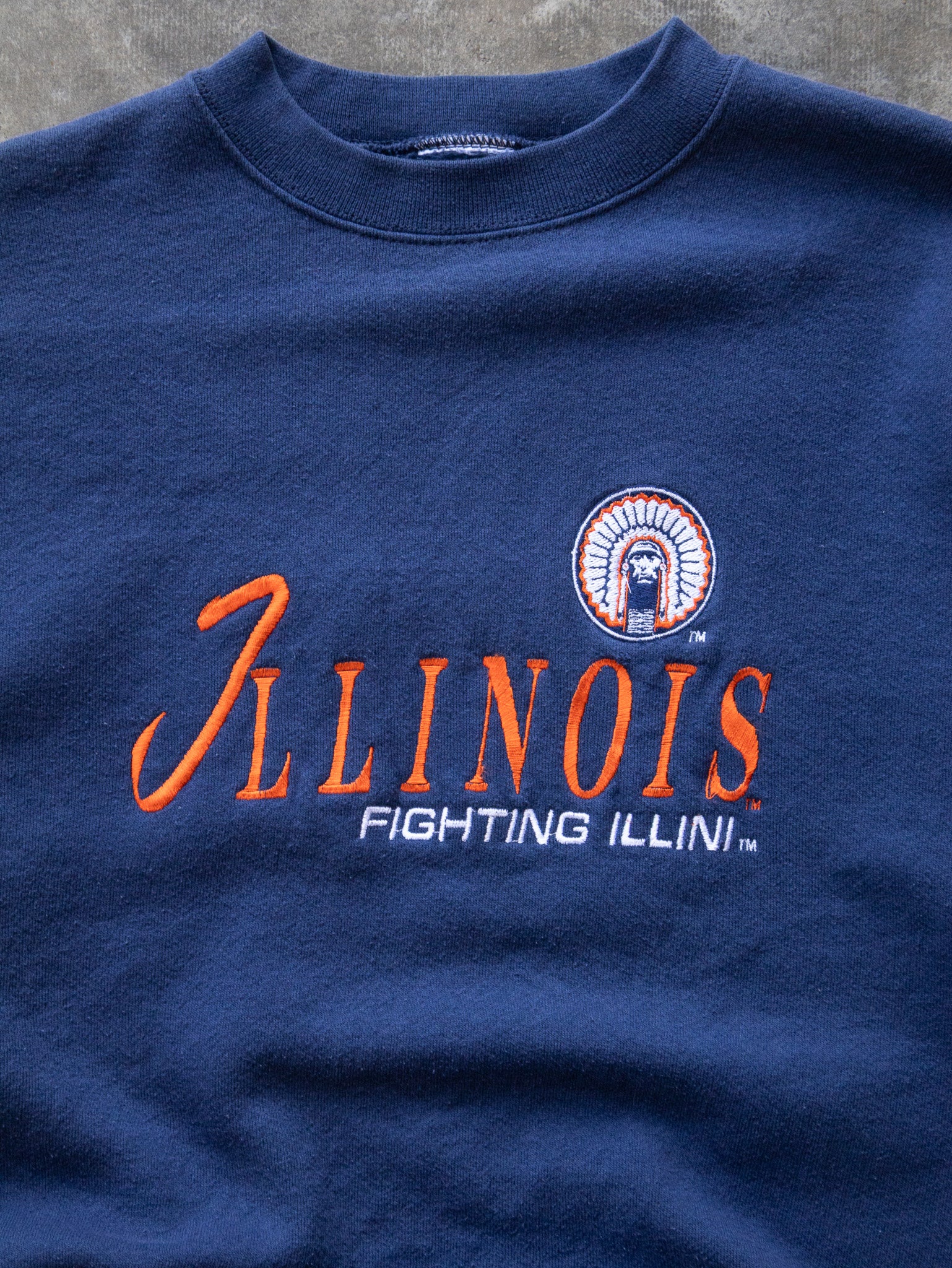 Vintage 90s Navy Illinois Fighting Illini Sweatshirt (XL)