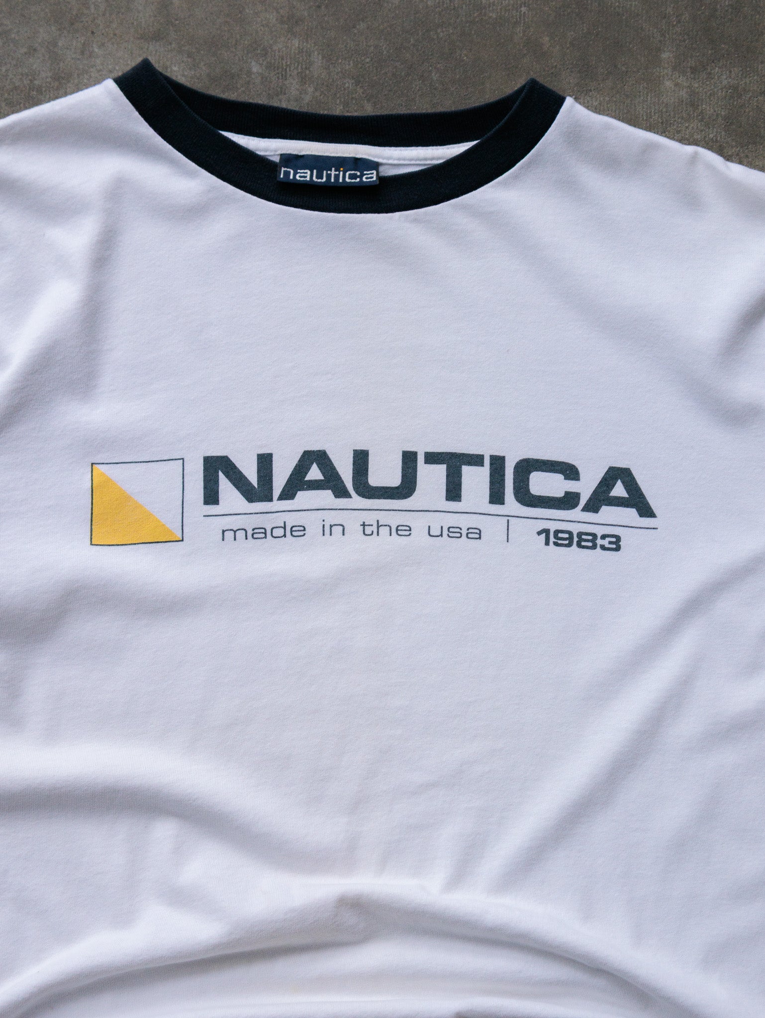 Vintage 90s White Nautica Long Sleeve Tee (M)