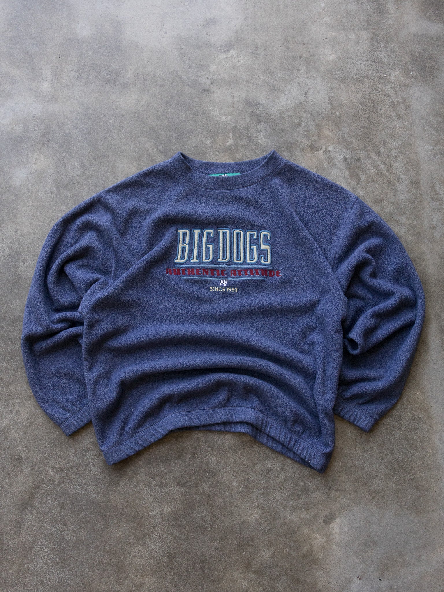 Vintage 00s Blue Big Dogs Spell Out Fleece Sweatshirt (M)
