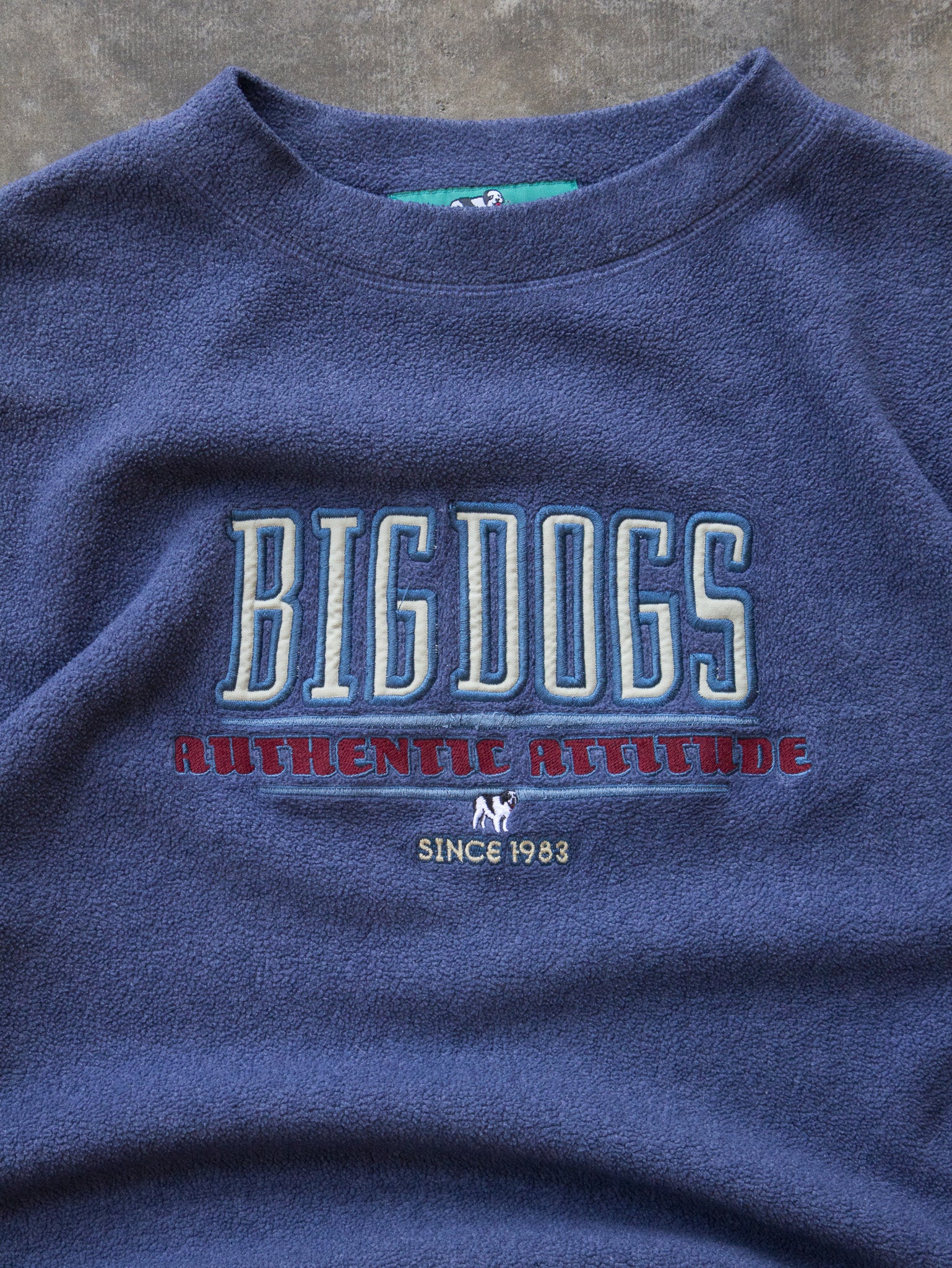 Vintage 00s Blue Big Dogs Spell Out Fleece Sweatshirt (M)