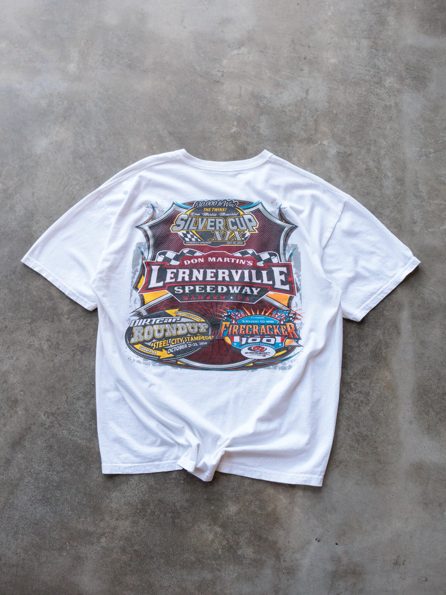 Vintage 2010 White Lernerville Speedway Tee (XL)