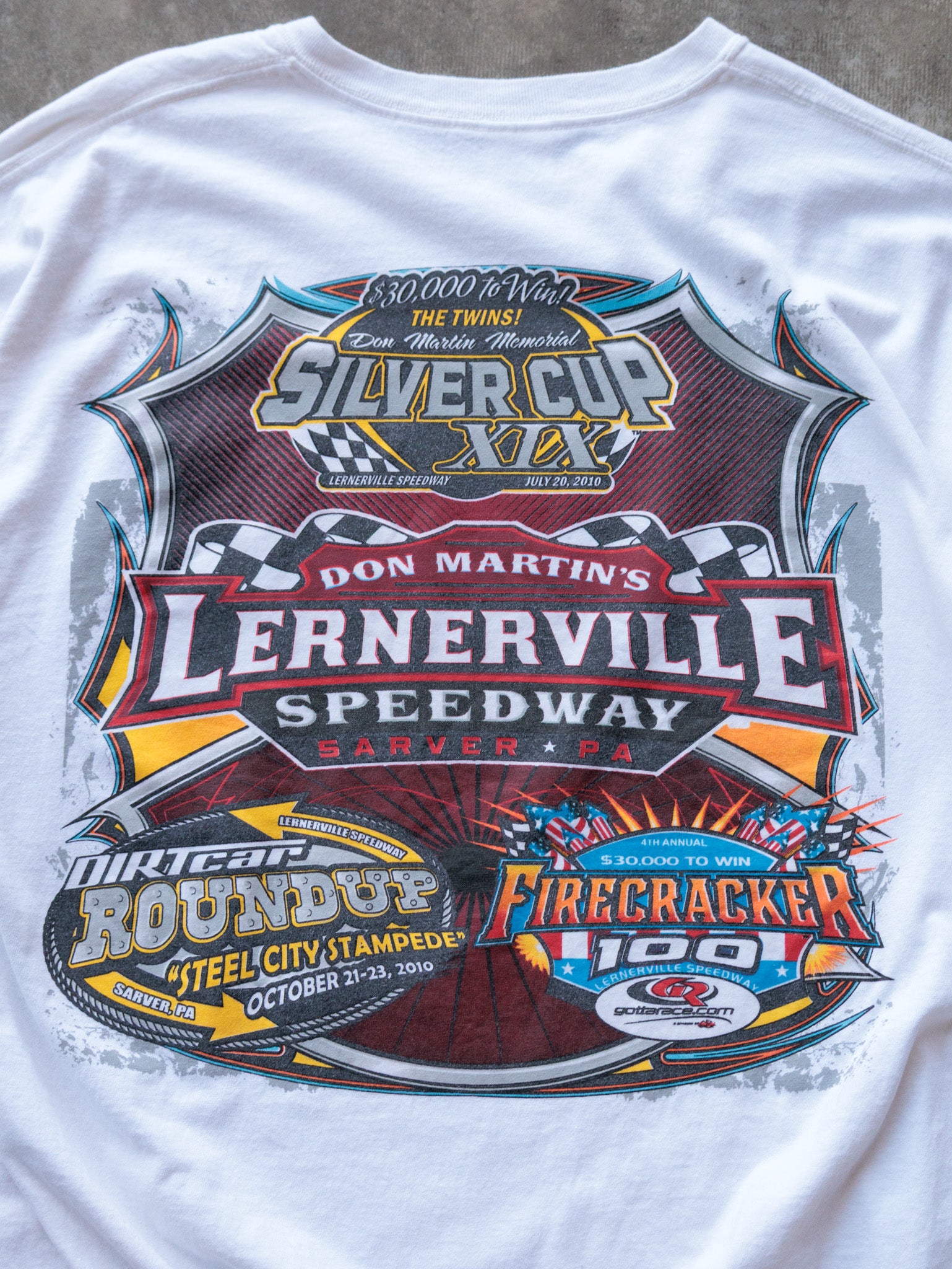 Vintage 2010 White Lernerville Speedway Tee (XL)