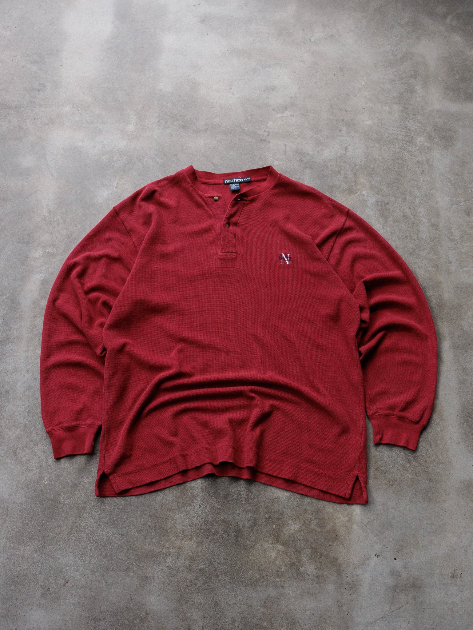 Vintage 90s Red Nautica Henley Shirt (XL)