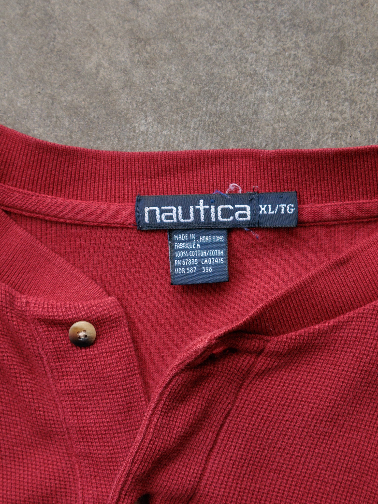 Vintage 90s Red Nautica Henley Shirt (XL)