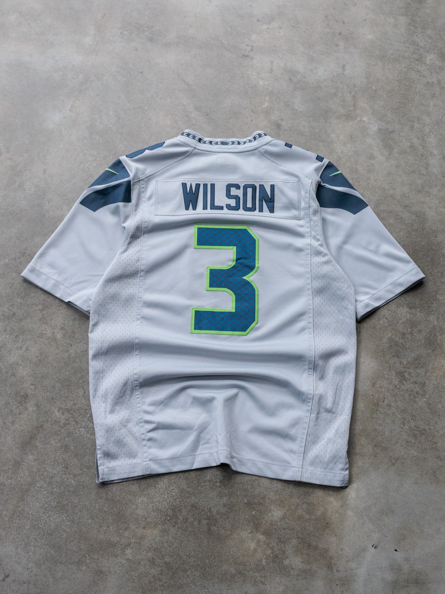 Grey Nike Seattle Seahawks Wilson Jersey (S)