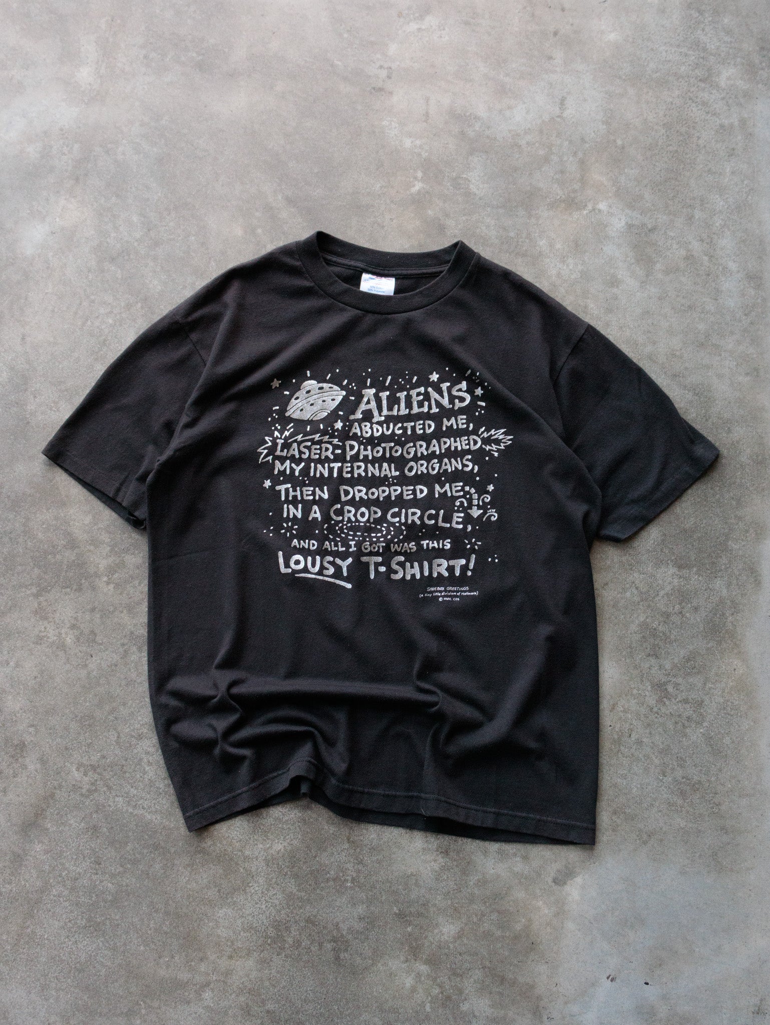 Vintage 90s Black Aliens Abducted Me Tee (L)