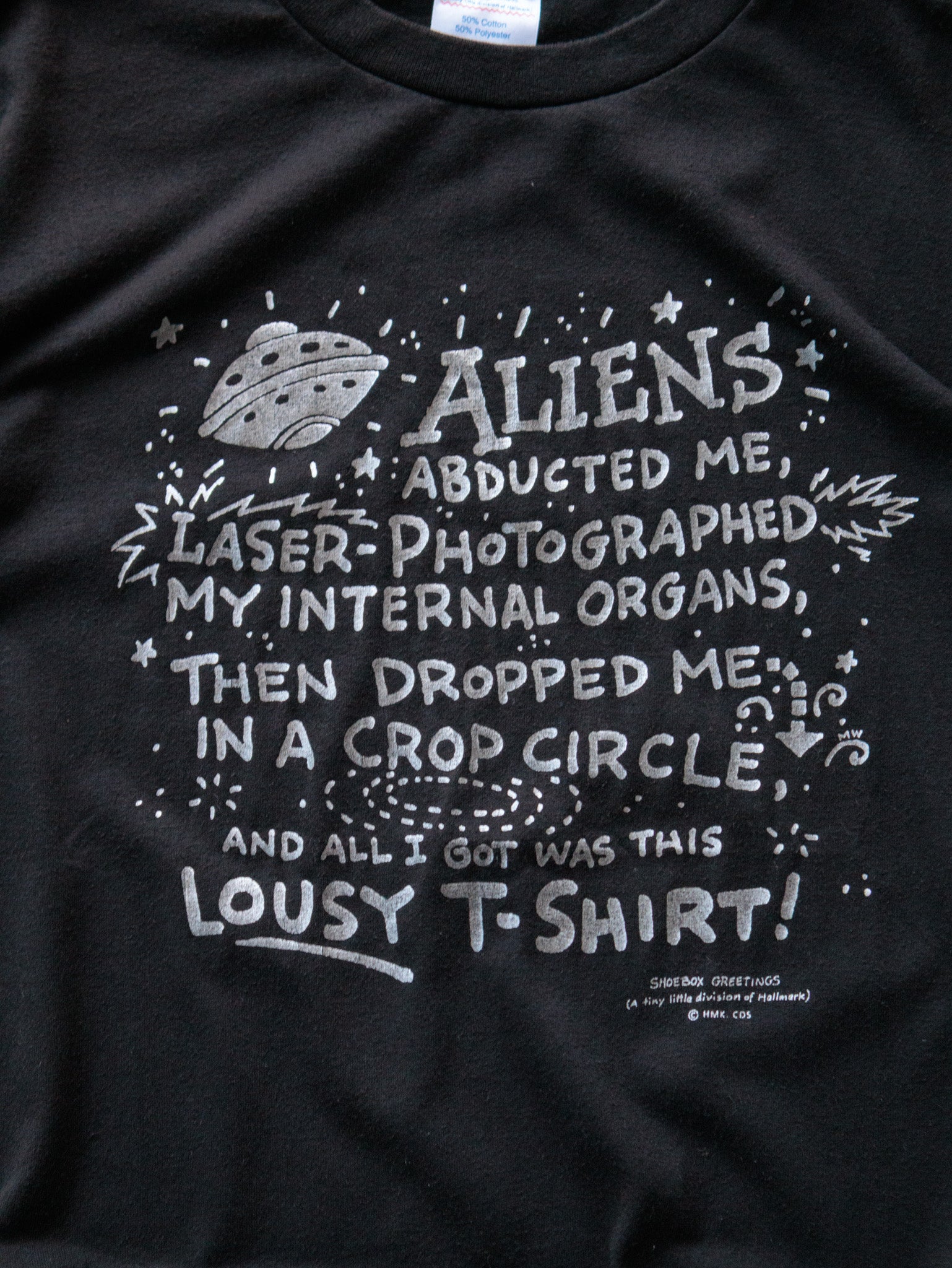 Vintage 90s Black Aliens Abducted Me Tee (L)