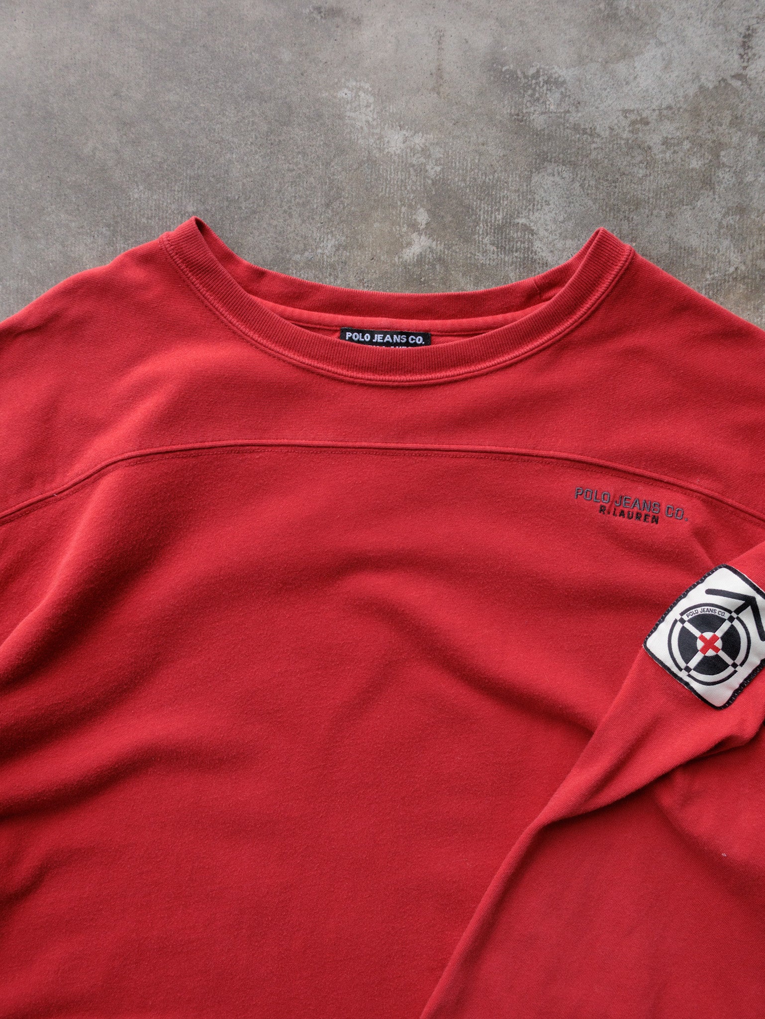 Vintage 90s Red Polo Jeans Co Long Sleeve Tee (L)