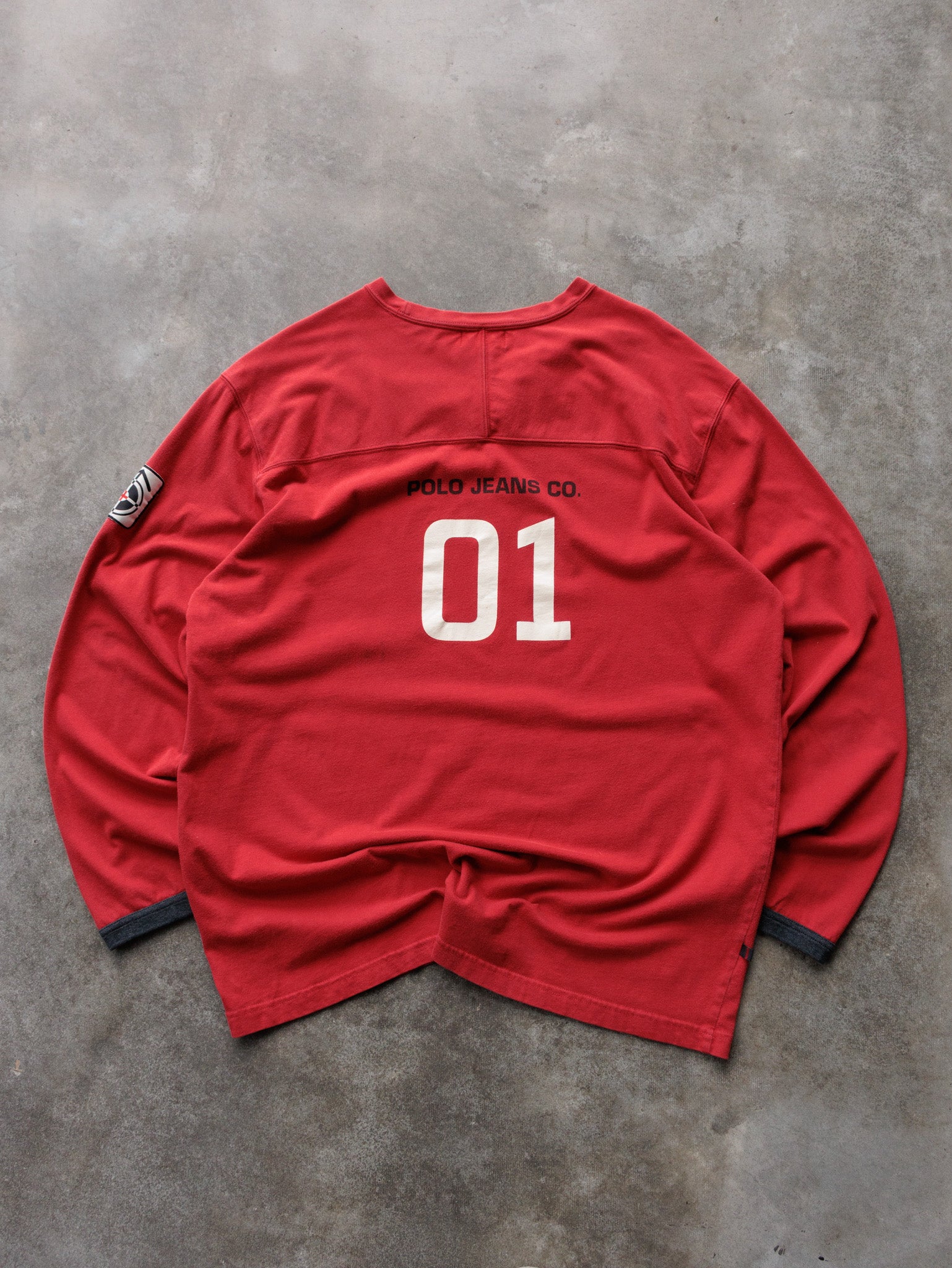 Vintage 90s Red Polo Jeans Co Long Sleeve Tee (L)