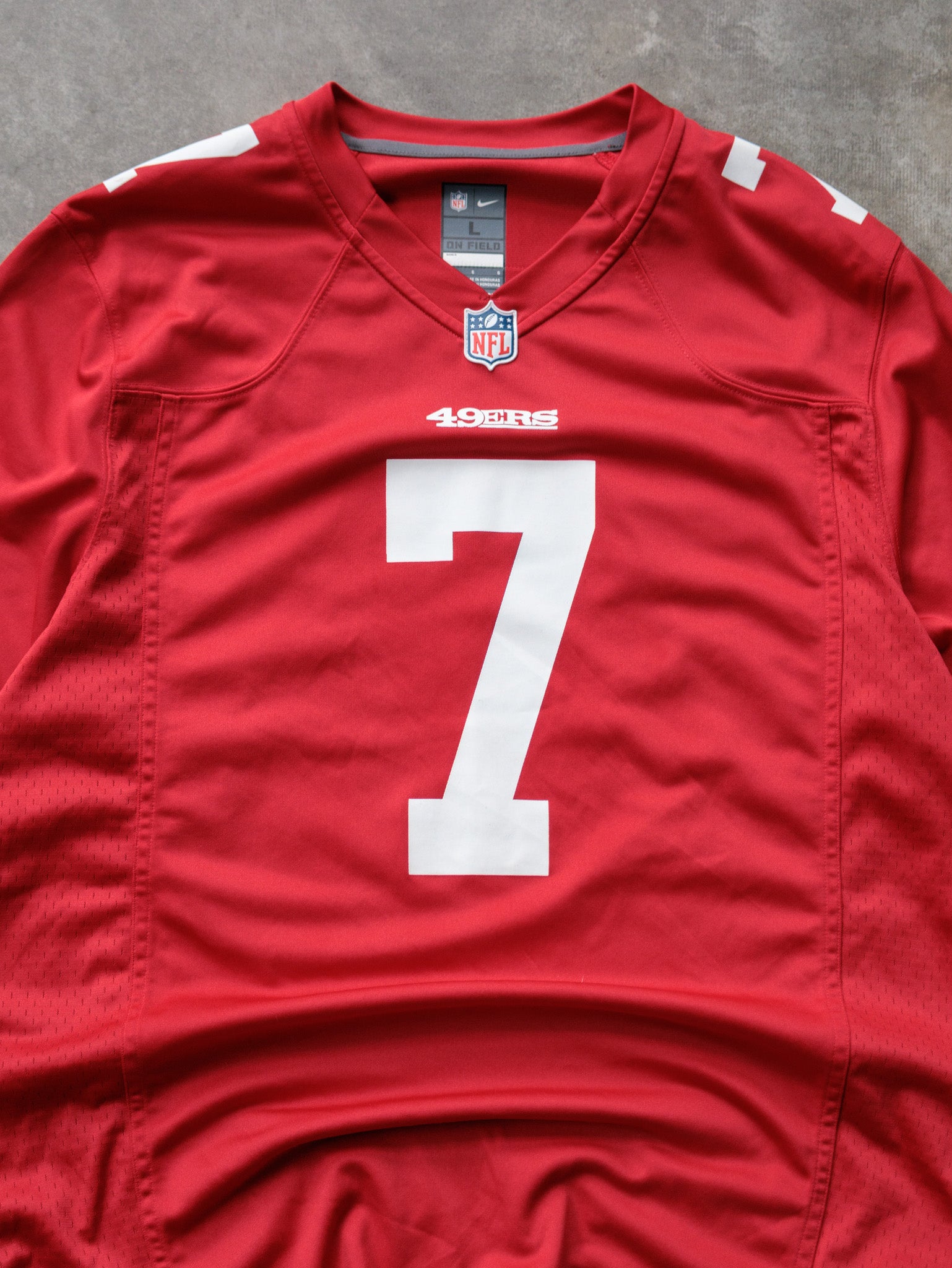 Red Nike San Francisco 49ers Kaepernick Jersey (L)
