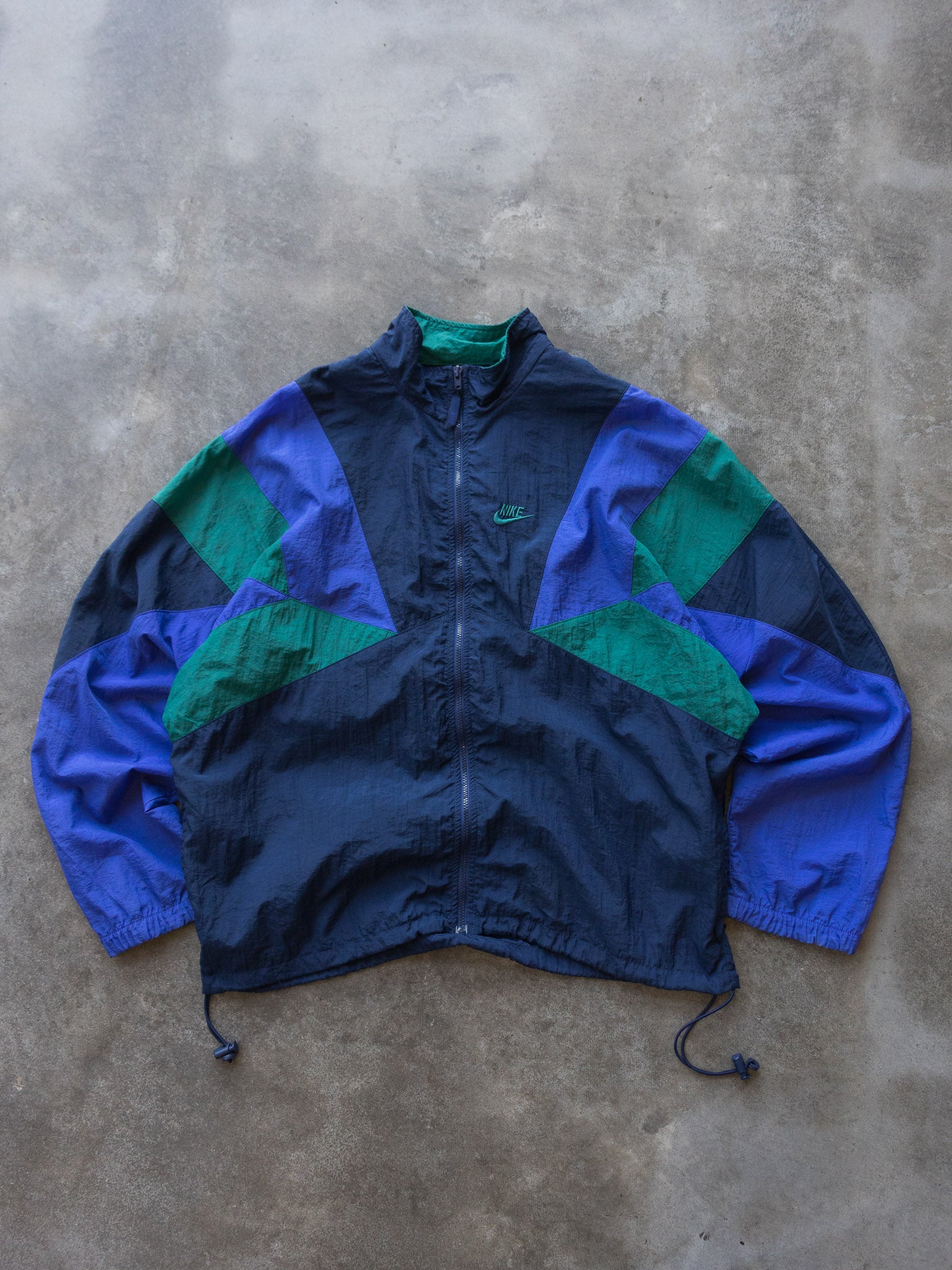 Vintage 90s Navy & Green Nike Colour Block Windbreaker (XL)